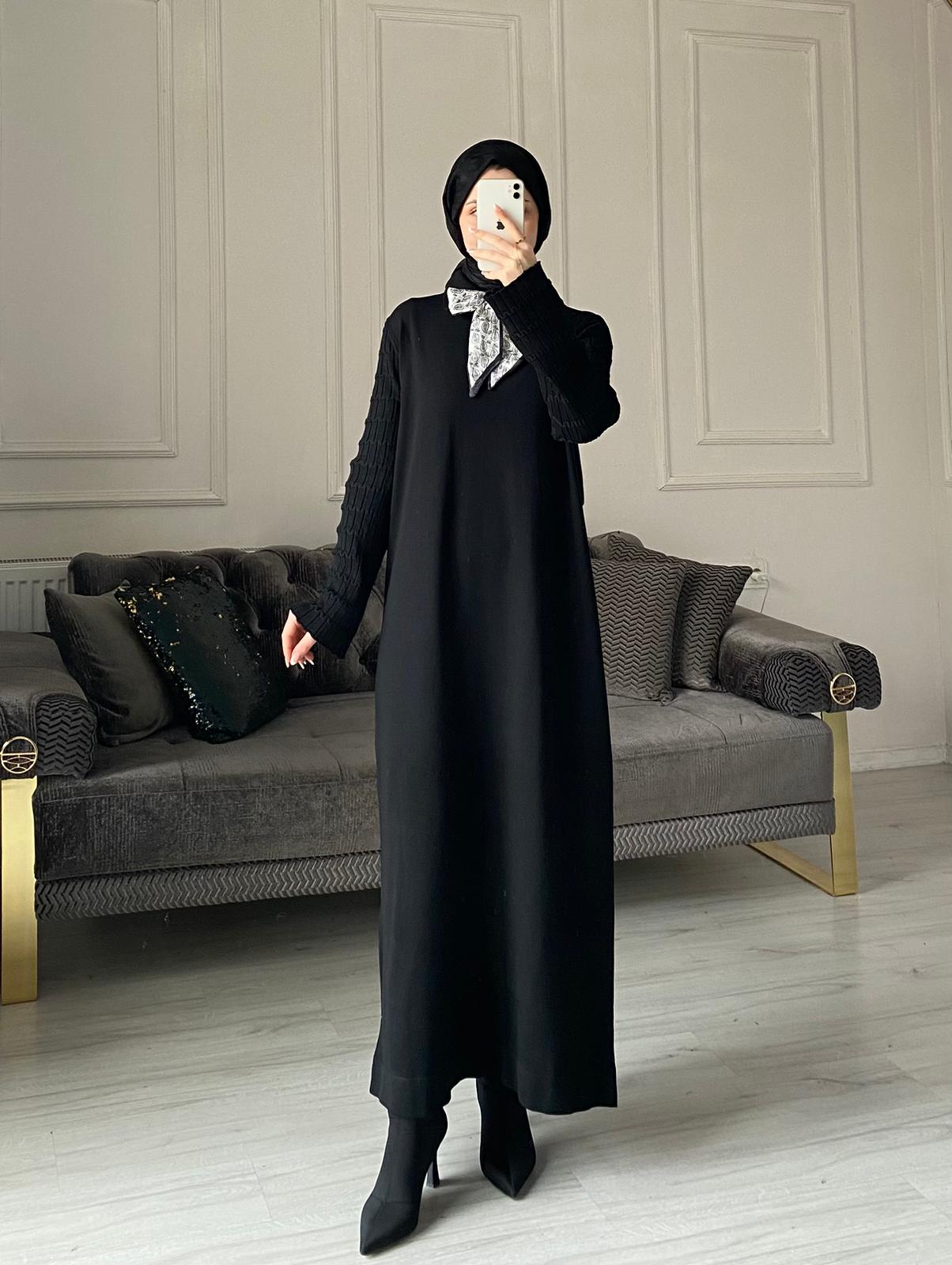 Lima Fular Detaylı Elbise - Siyah