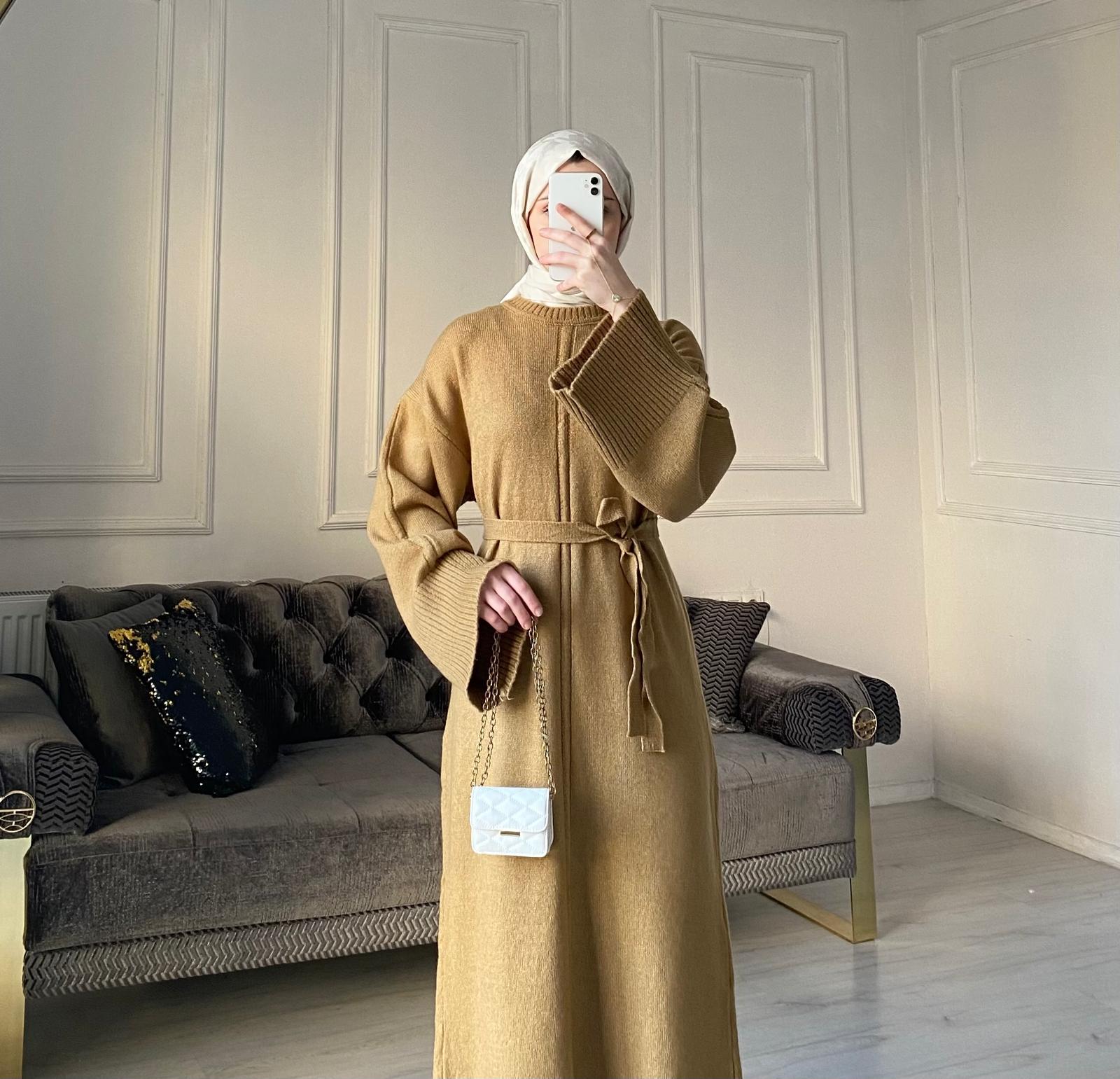 Melisa Triko Elbise - Camel