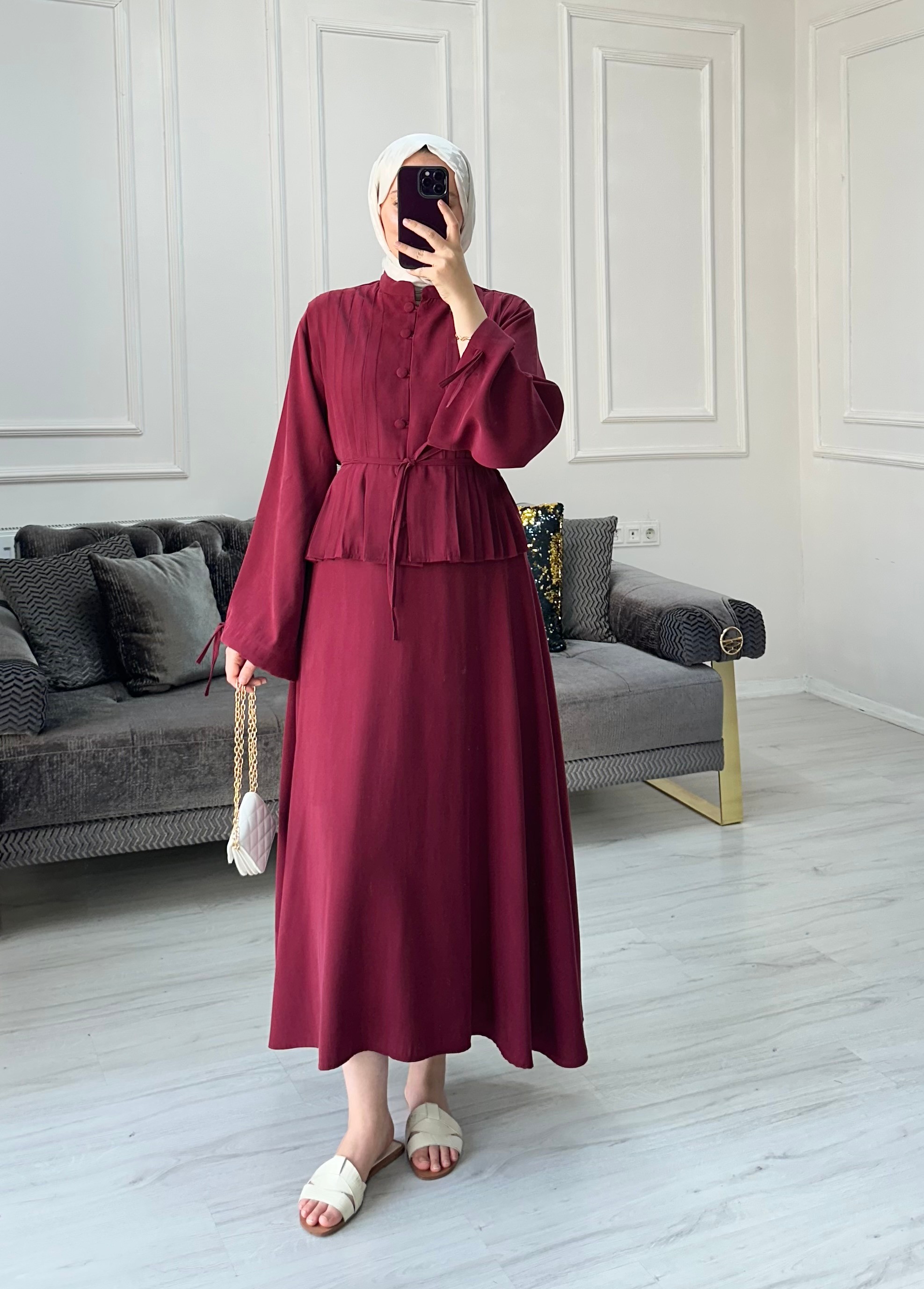 Rüya Modal Etekli Takım - Bordo