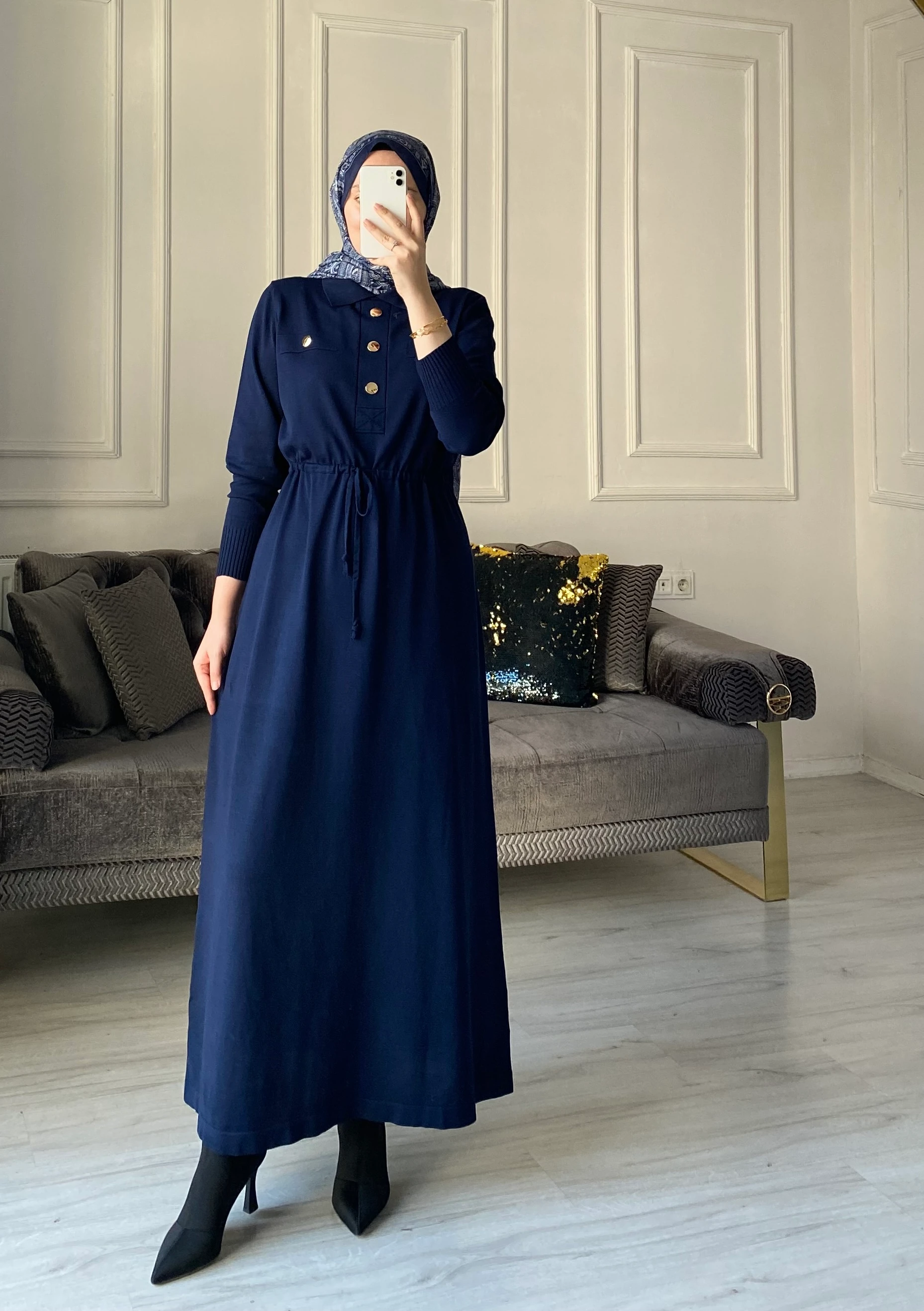 Benna Merserize Elbise - Lacivert