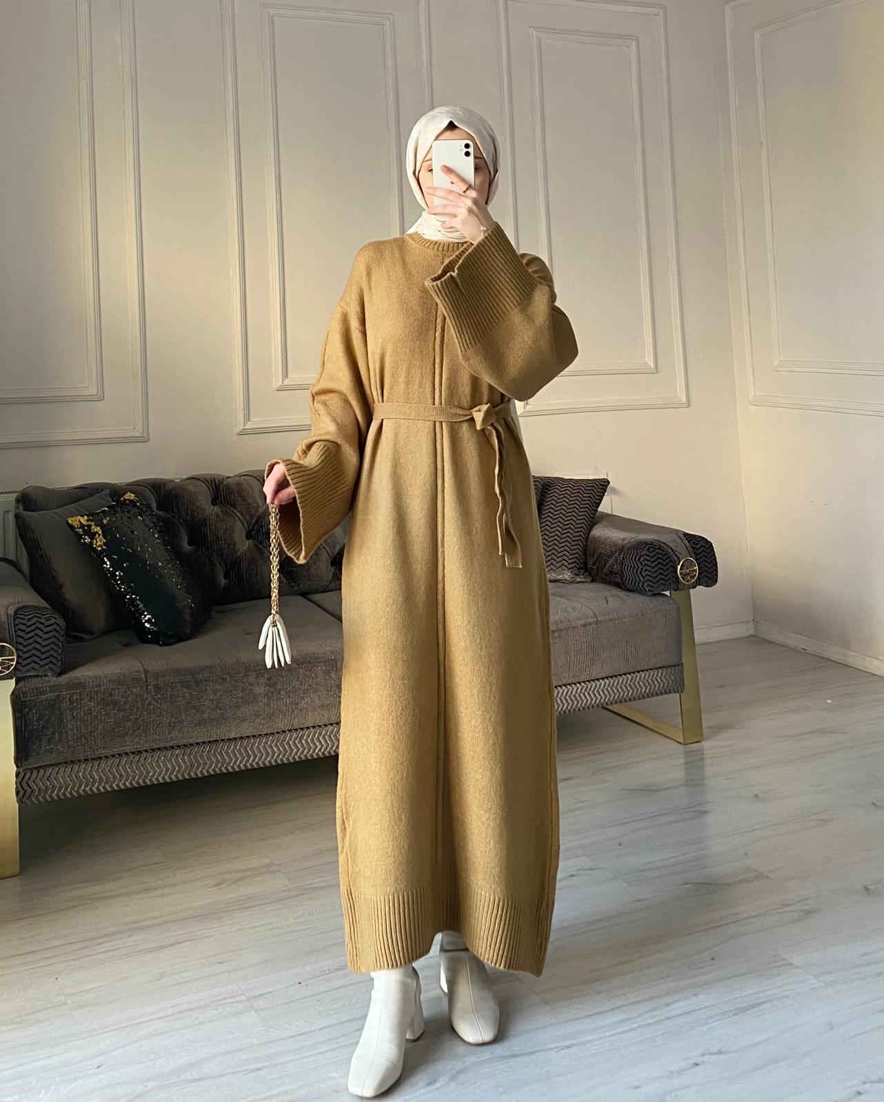 Melisa Triko Elbise - Camel