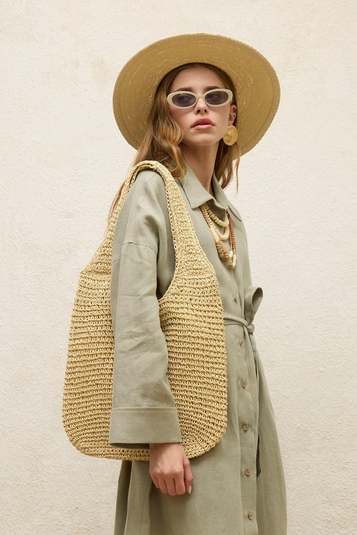 Hasır Shopper Bag - Bej