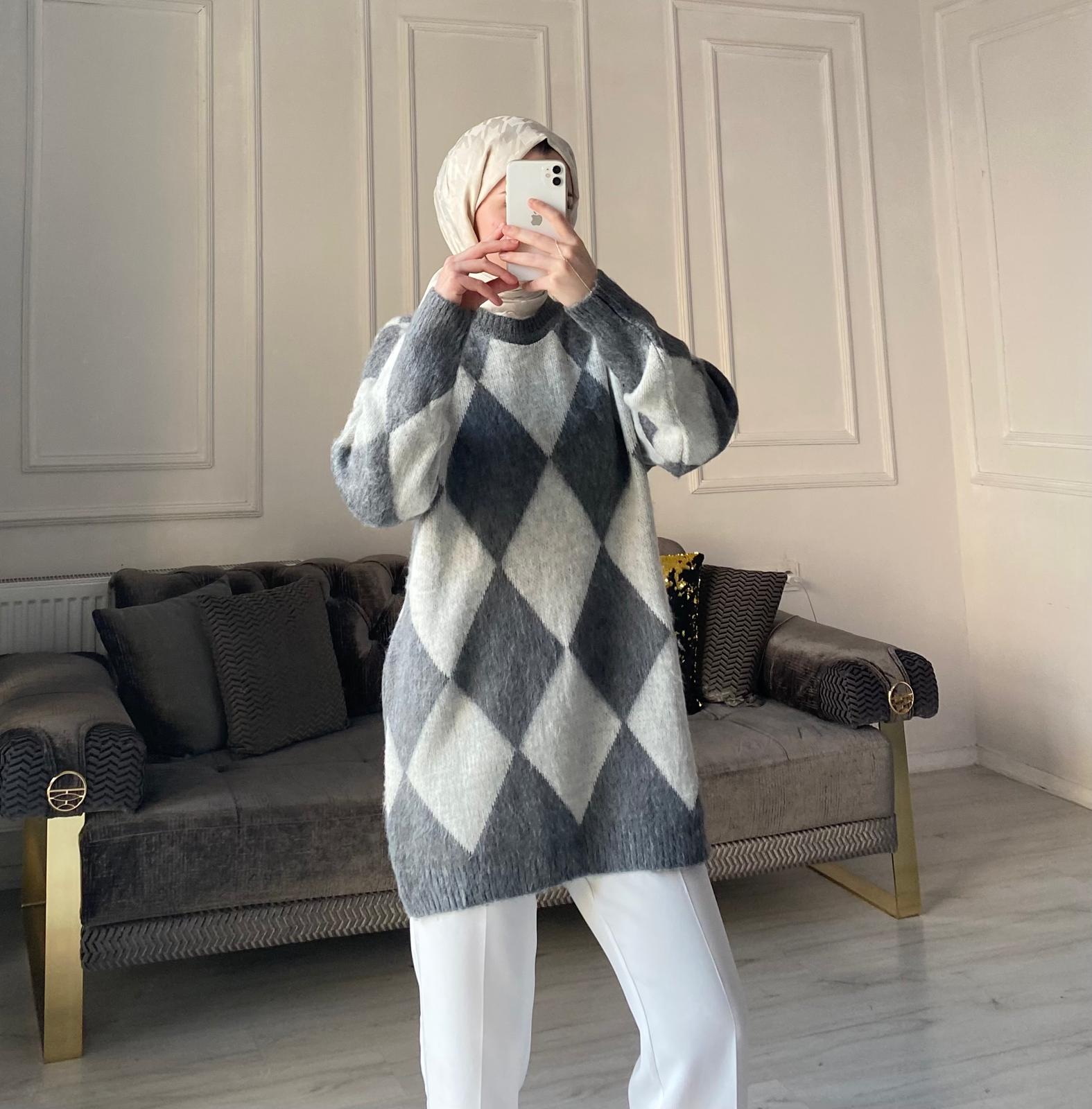 Baklava Desen Premium Kalite Kazak - Antrasit