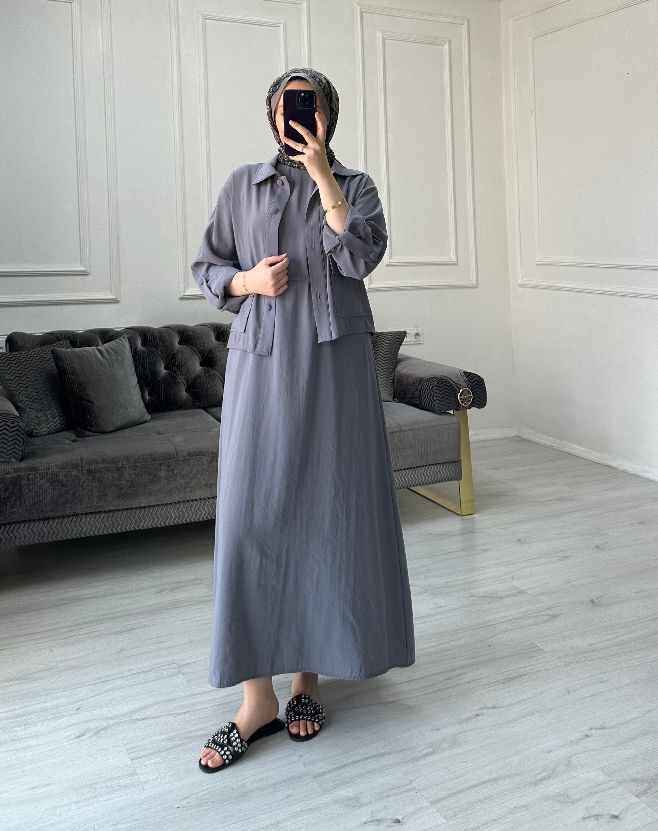 Loft Modal Elbise - Gri