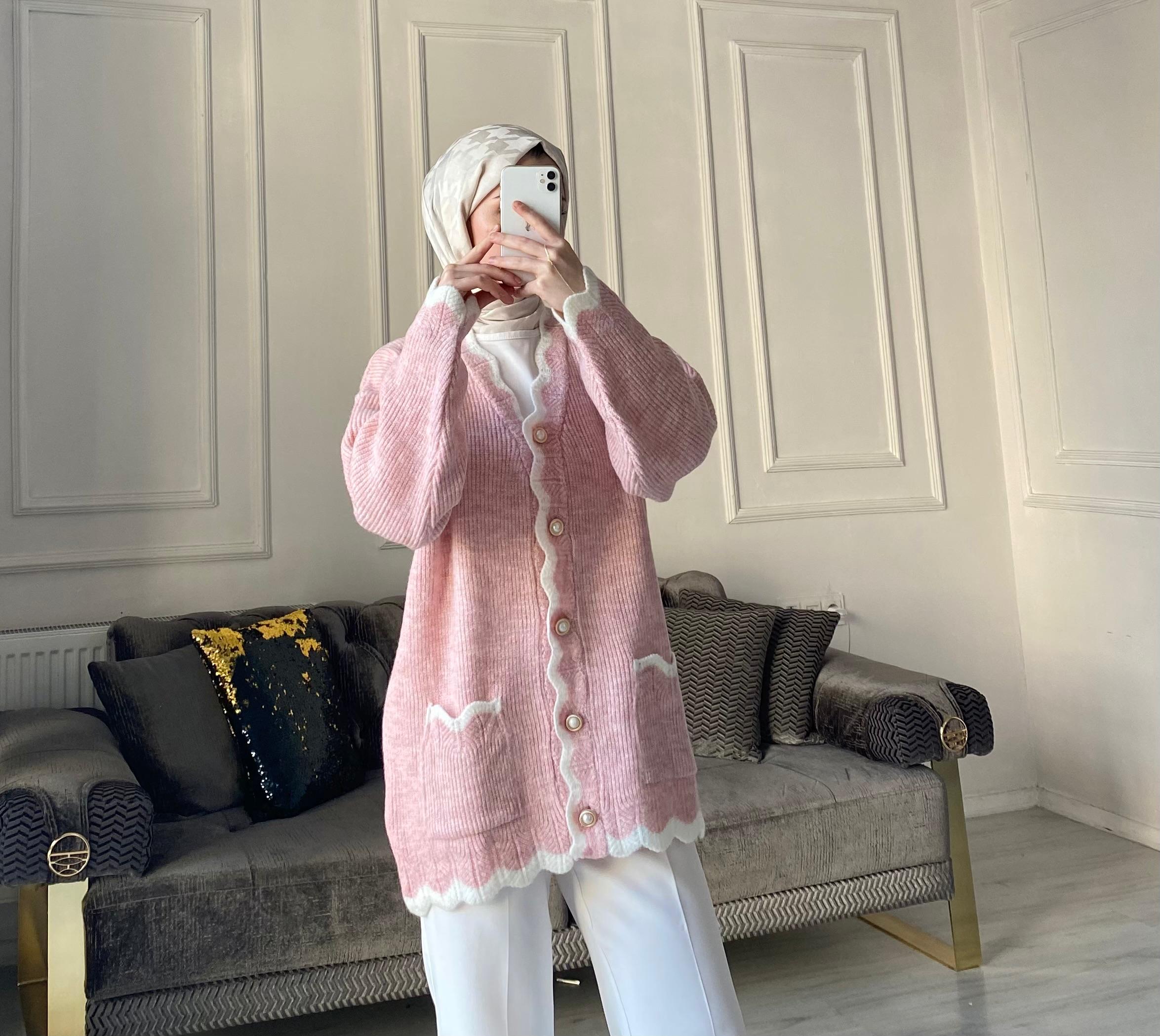 Beliz Triko Hırka - Toz Pembe