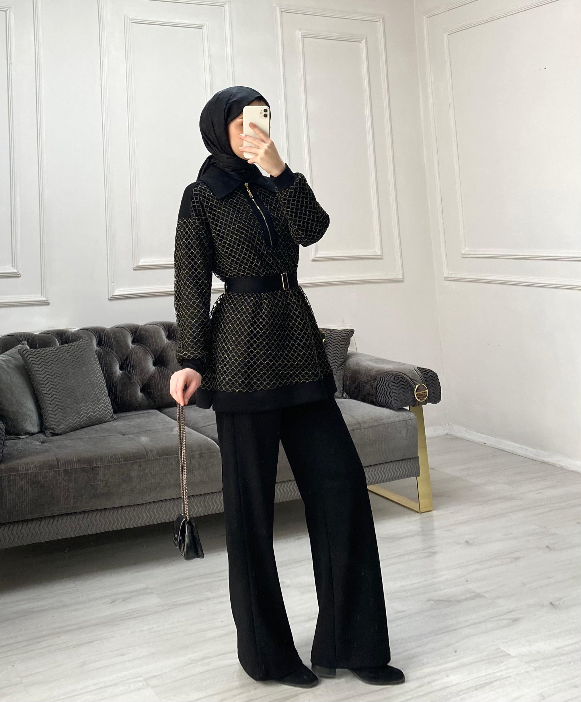 Nare Pantolonlu Takım - Siyah