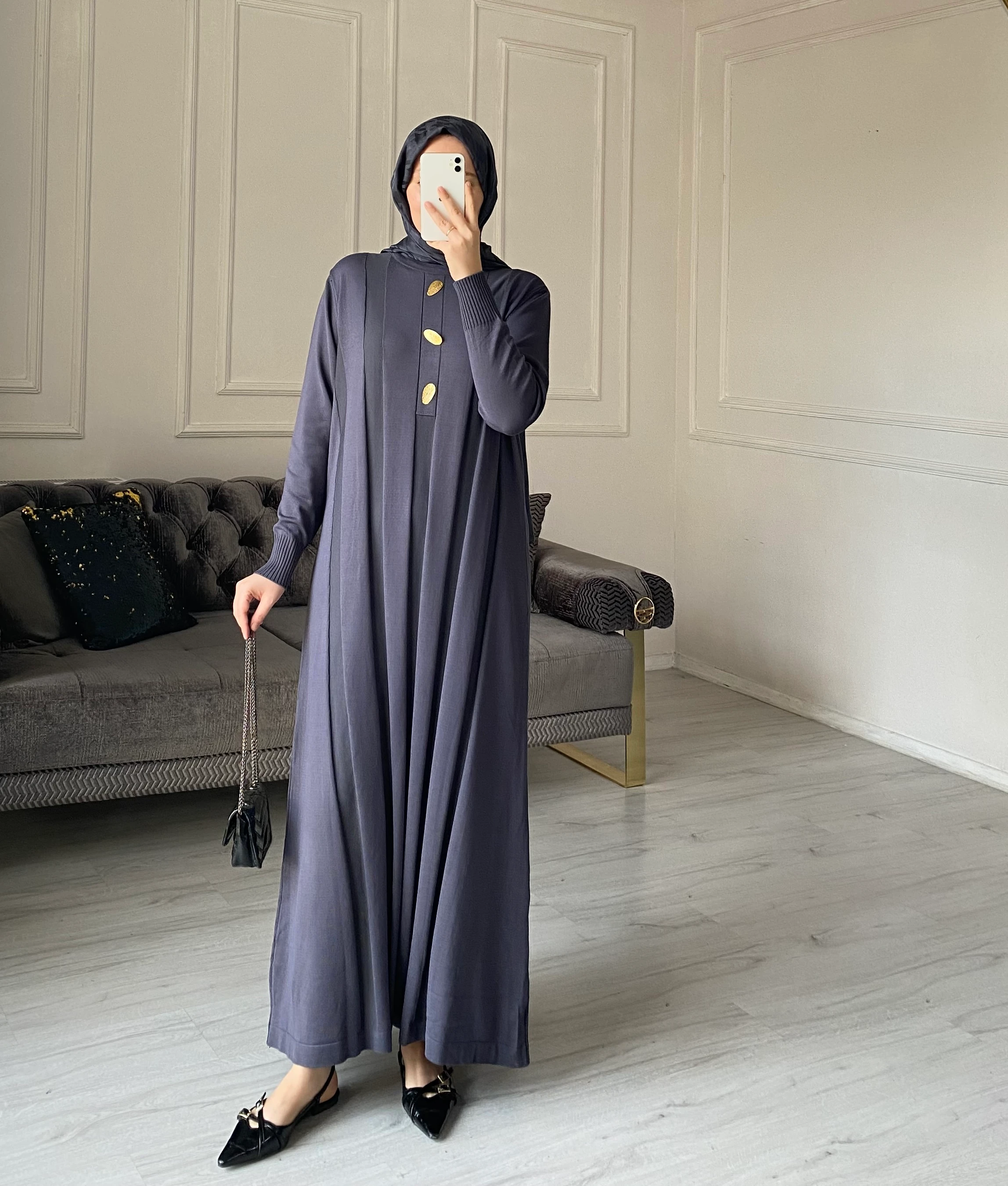 Nua Merserize Elbise - Antrasit