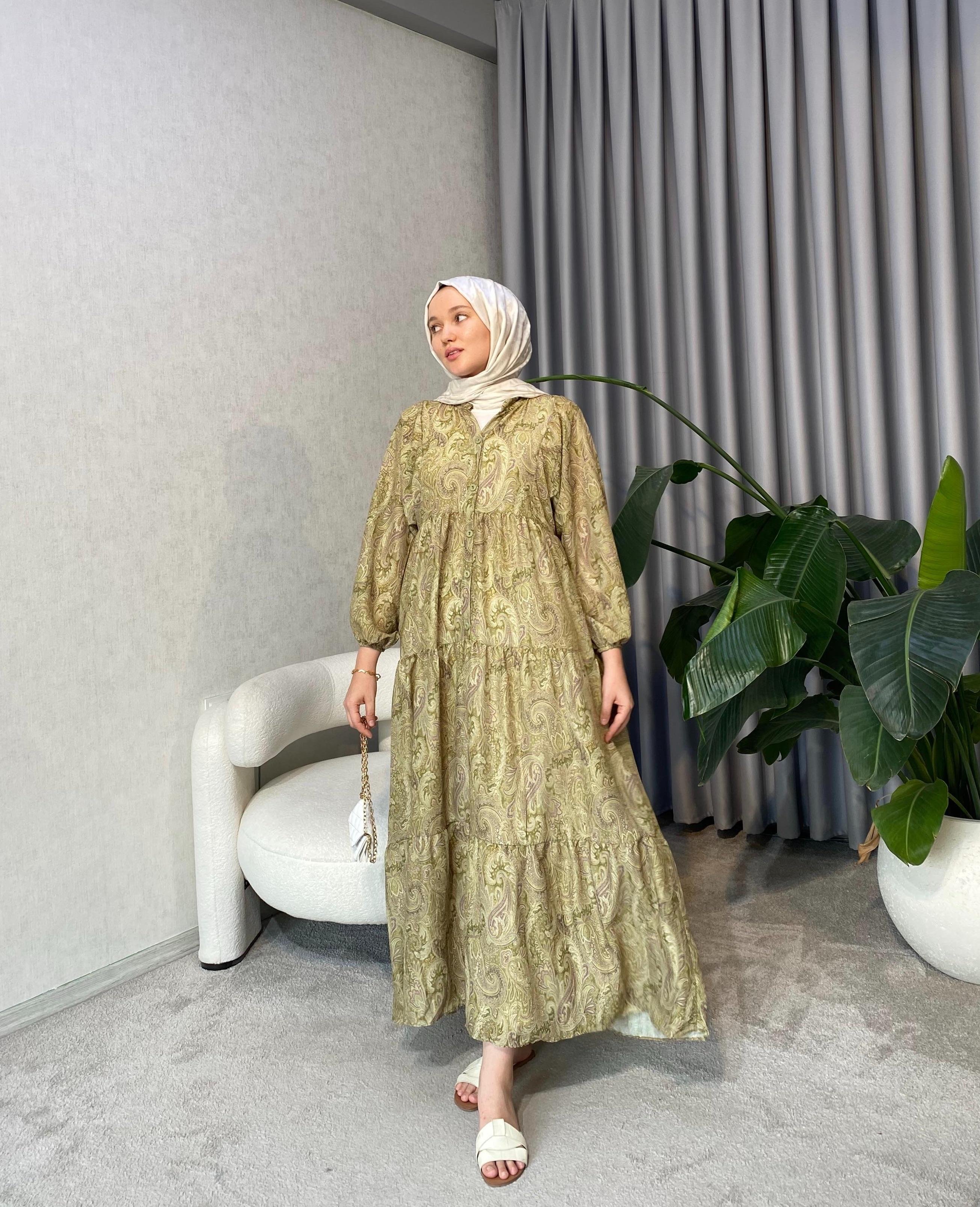 Yasemin Mango Elbise Fıstık Yeşili 
