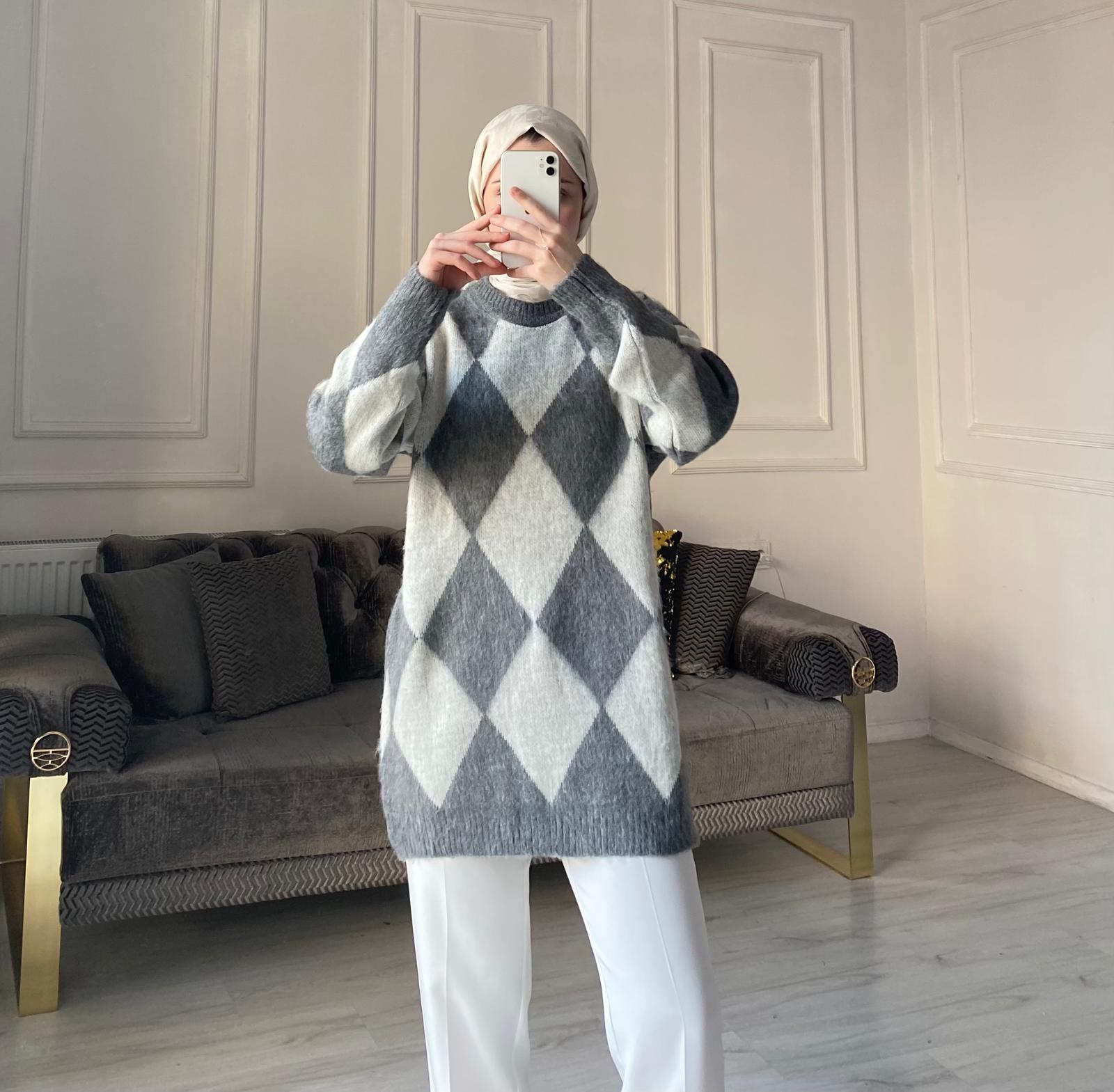 Baklava Desen Premium Kalite Kazak - Antrasit