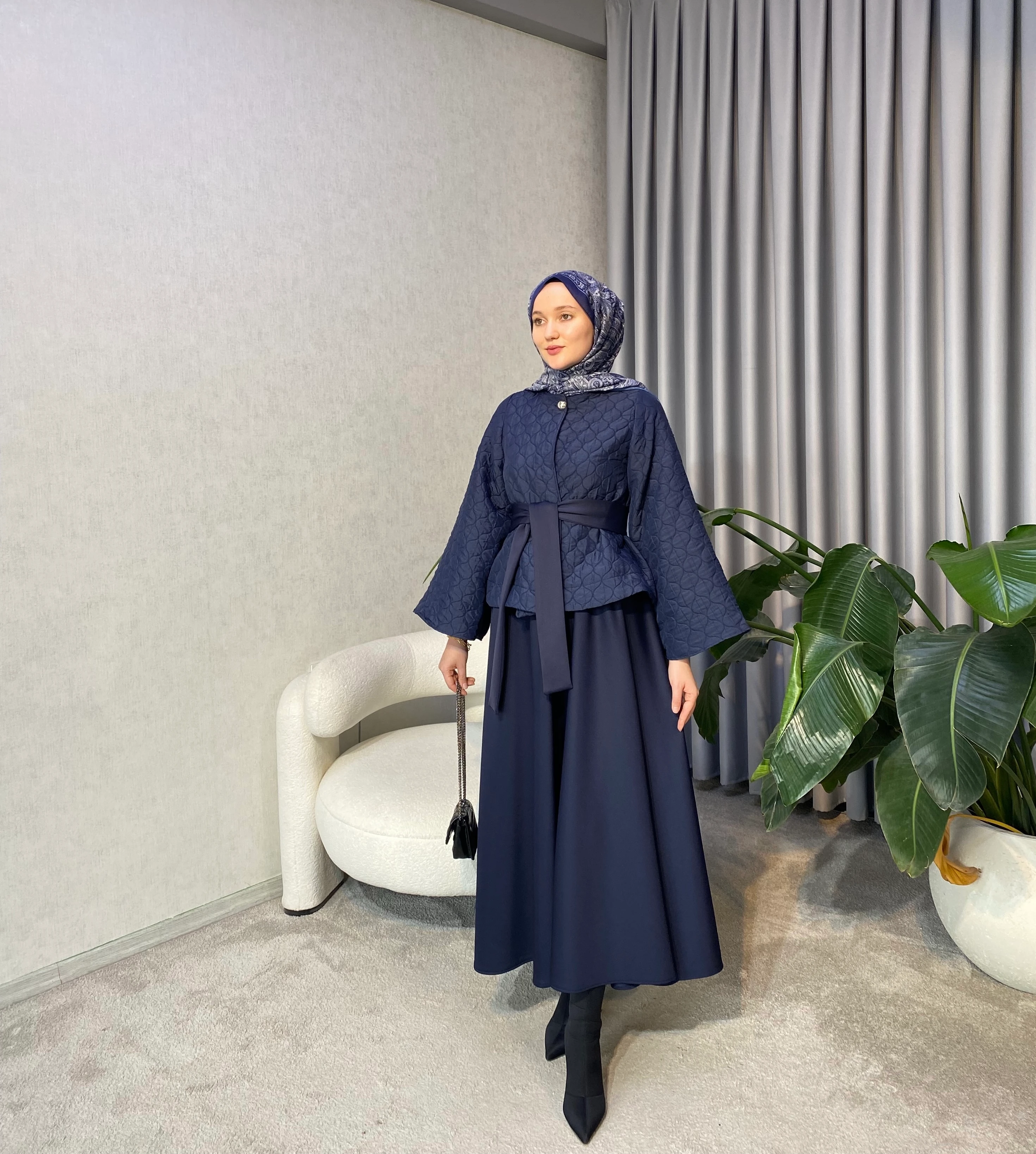 Kapitone Etekli Takım - Lacivert