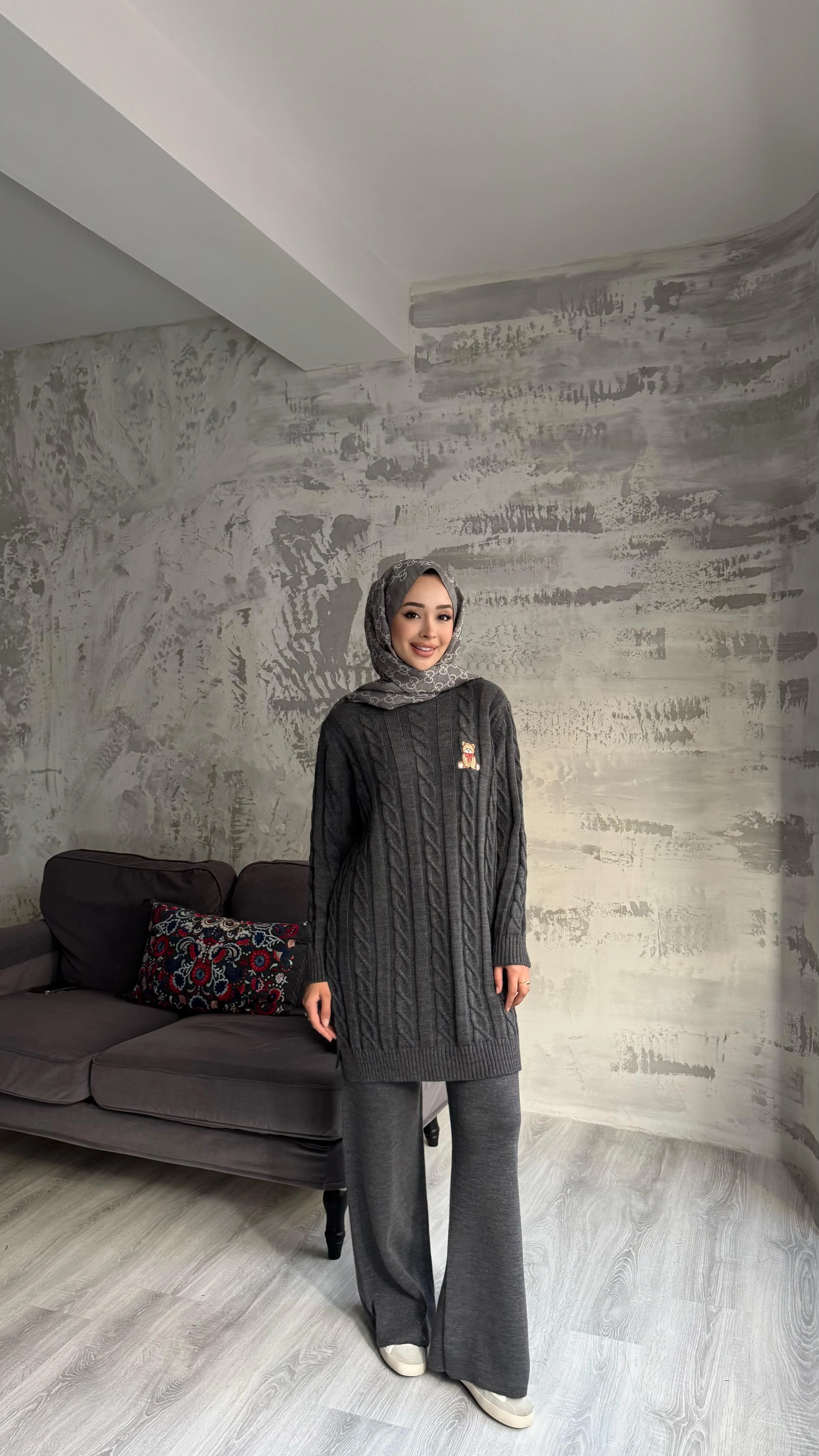 Teddy İkili Takım - Antrasit