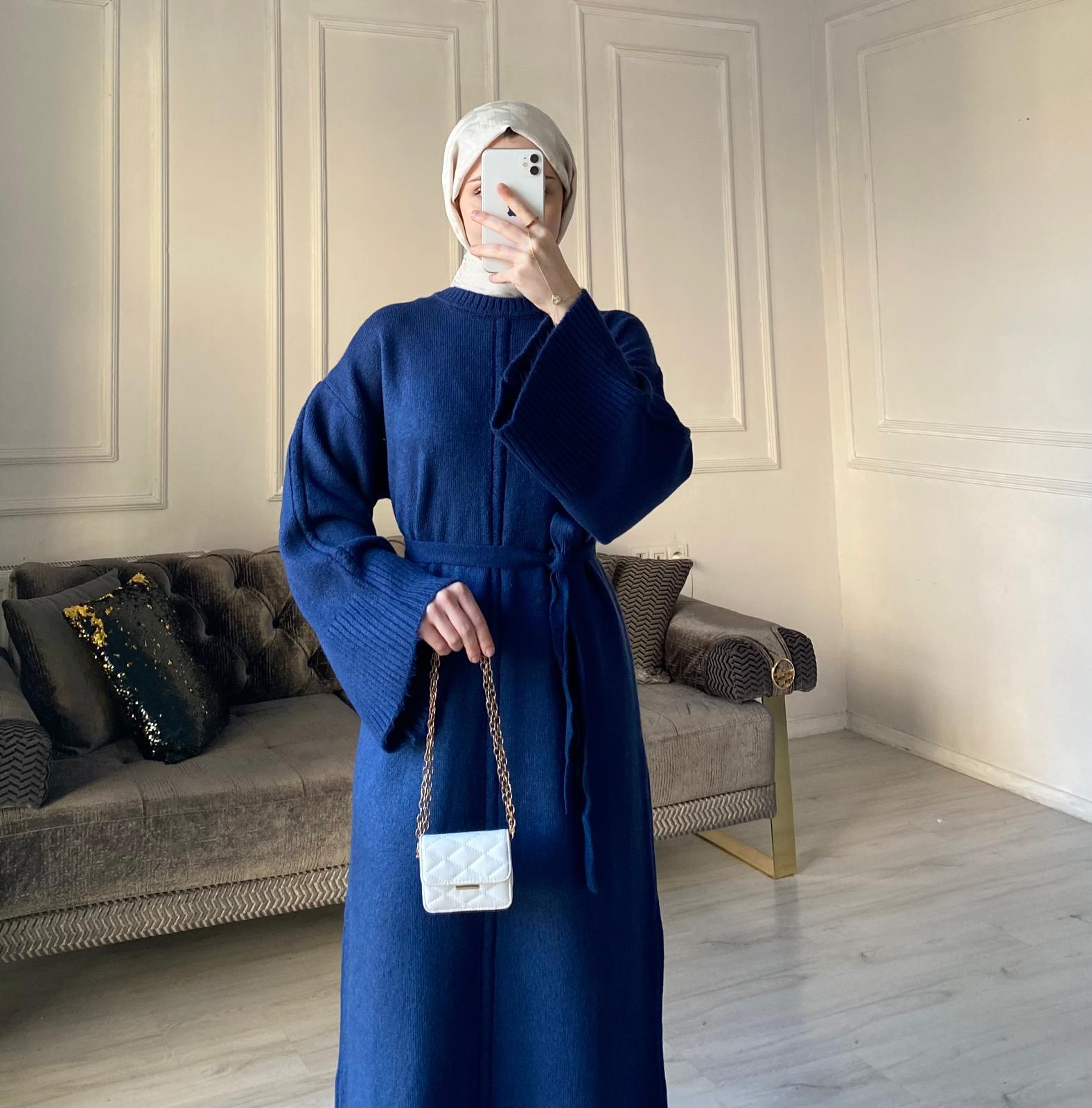 Melisa Triko Elbise - Lacivert