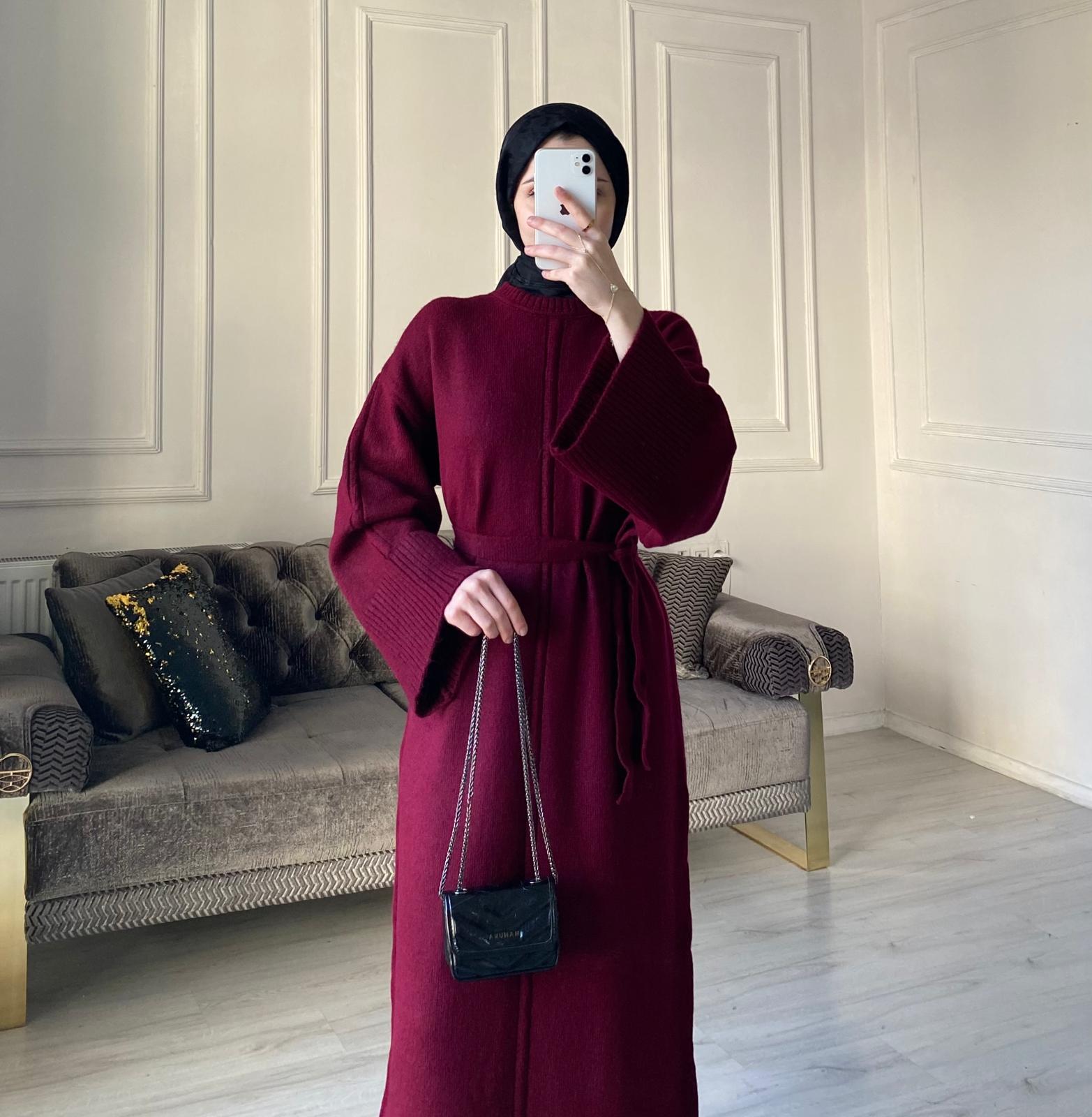 Melisa Triko Elbise - Bordo