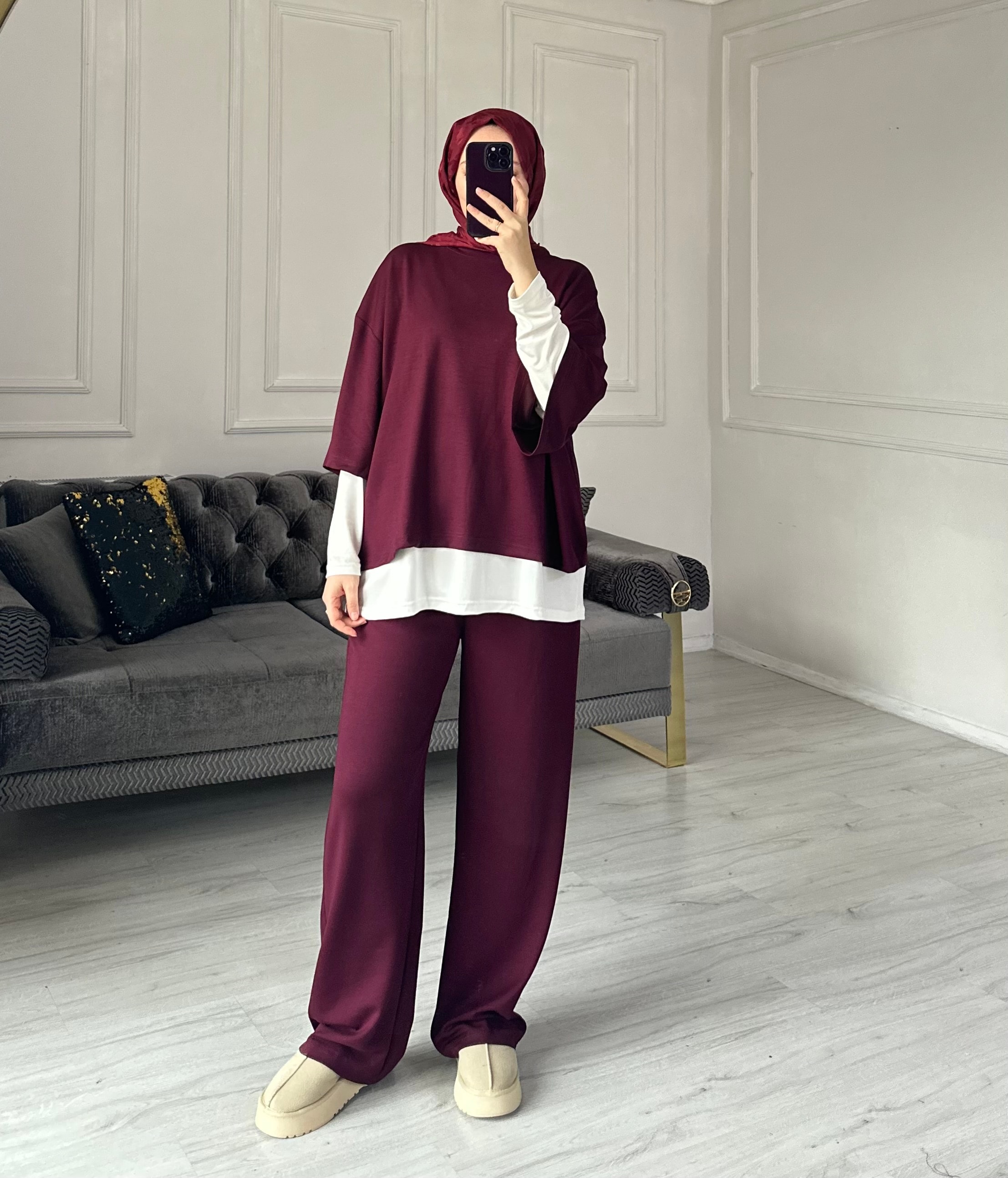 Karya Üçlü Oysh Takım - Bordo
