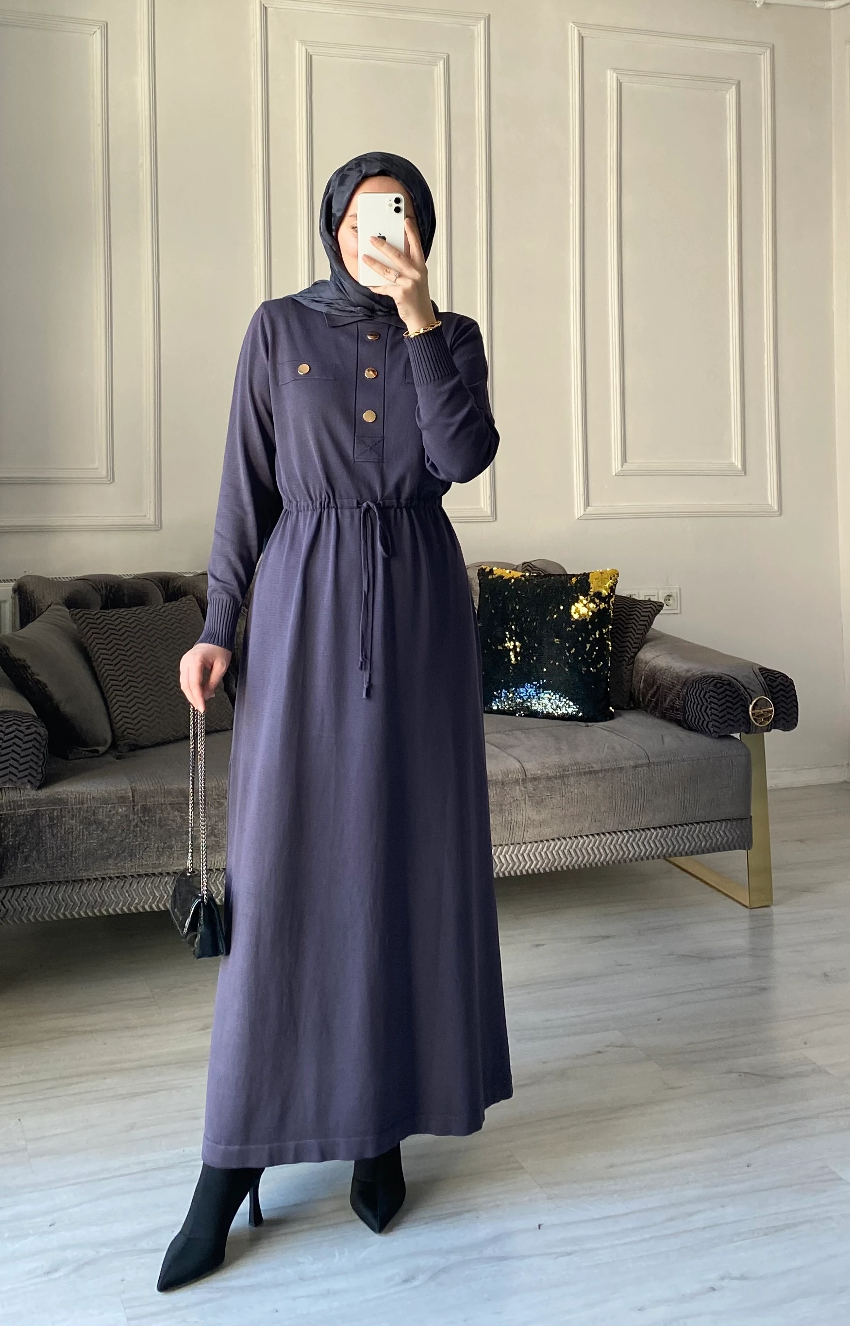 Benna Merserize Elbise - Antrasit