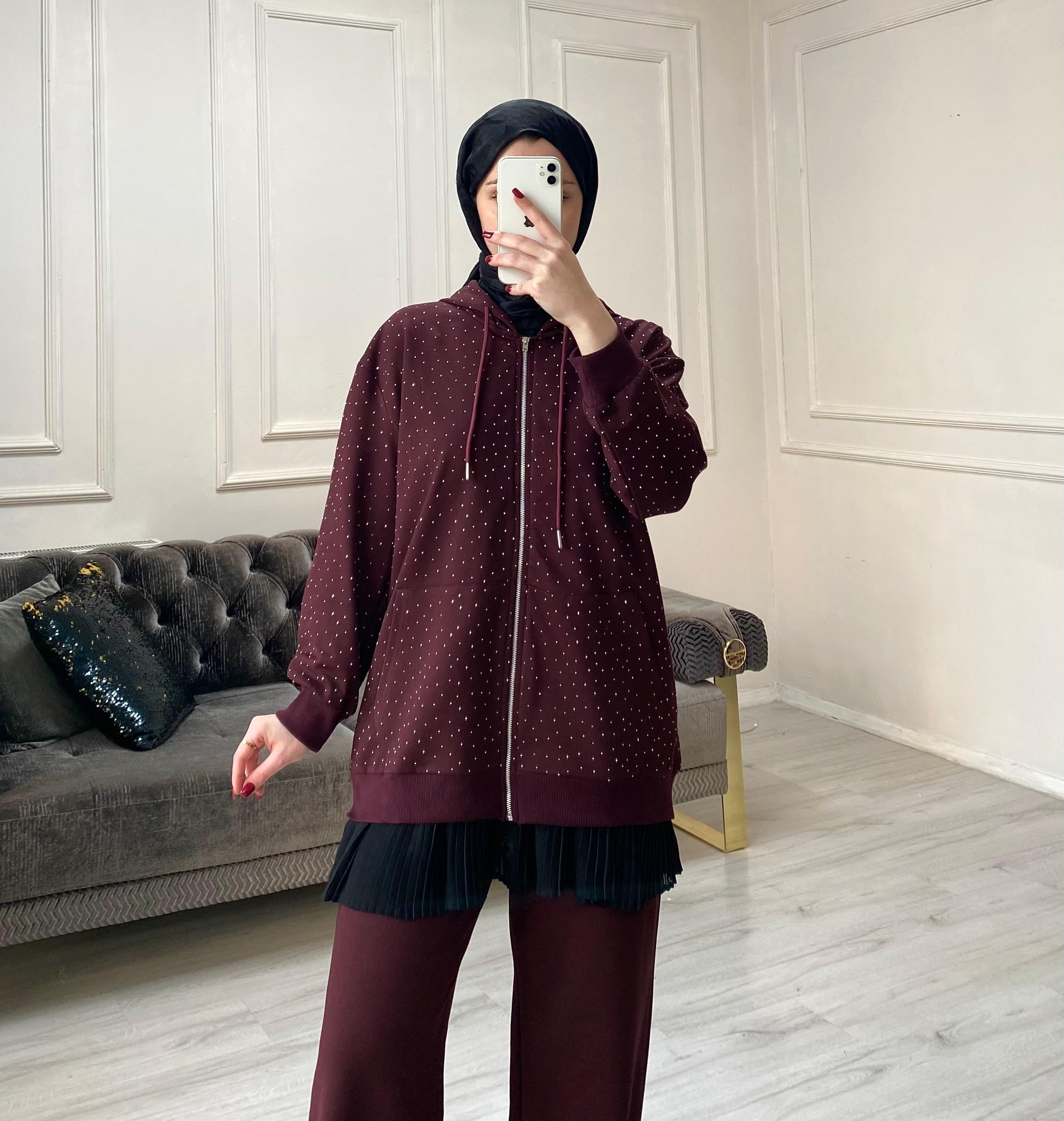 Shine Oysh Pantolonlu Takım  - Mürdüm