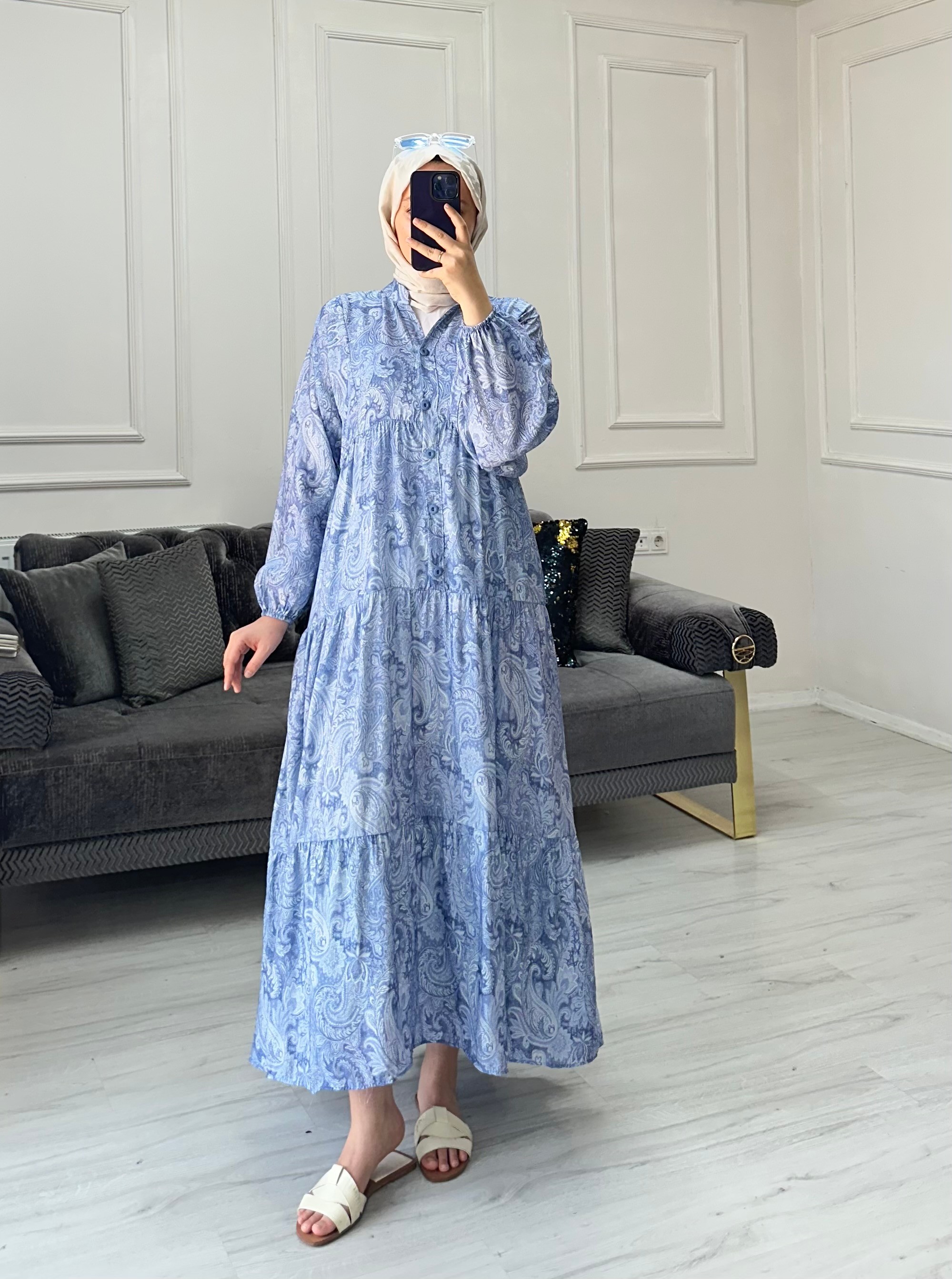 Yasemin Mango Elbise Mavi