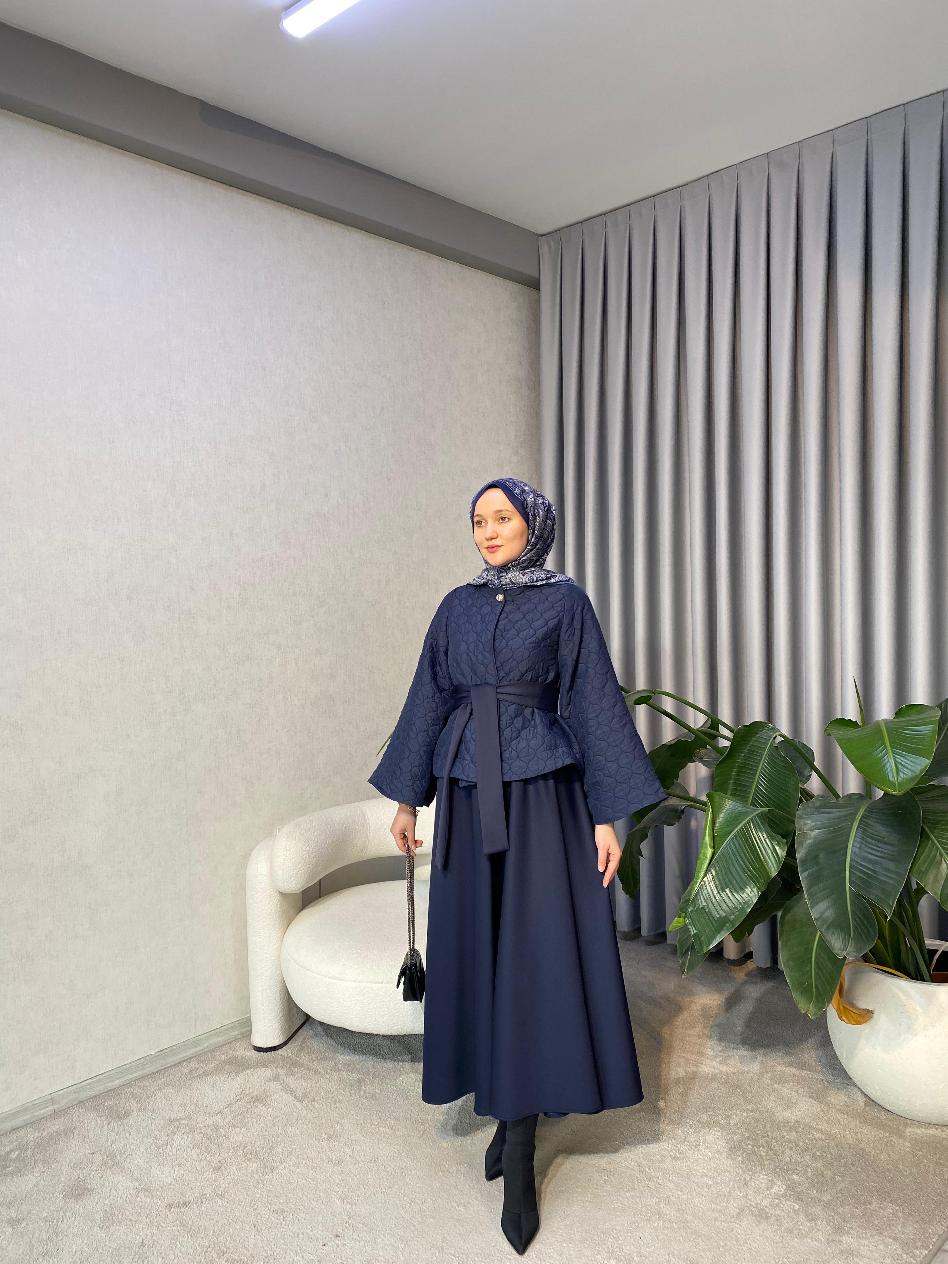 Kapitone Etekli Takım - Lacivert