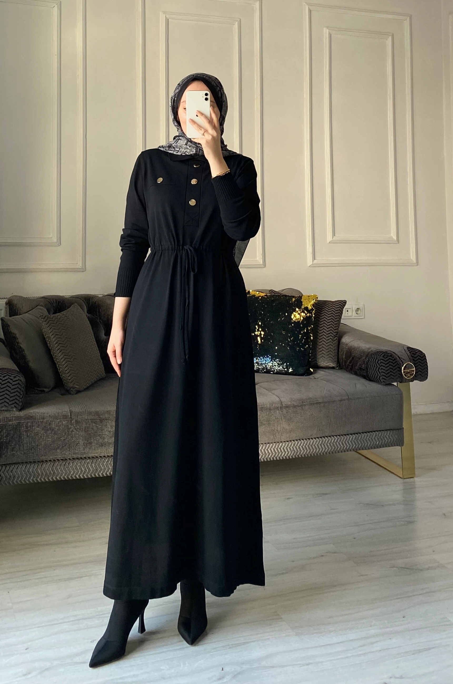 Benna Merserize Elbise - Siyah