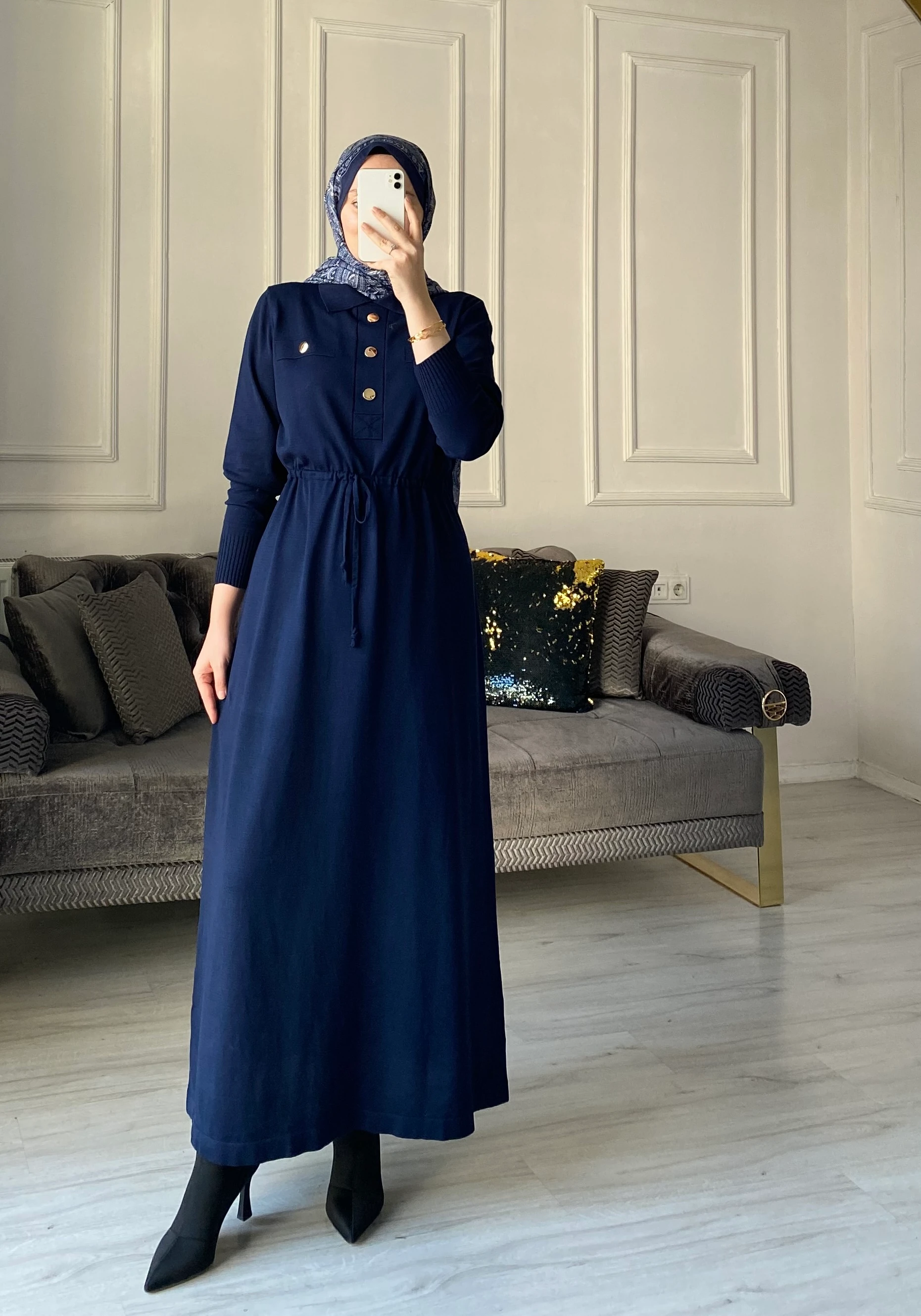 Benna Merserize Elbise - Lacivert