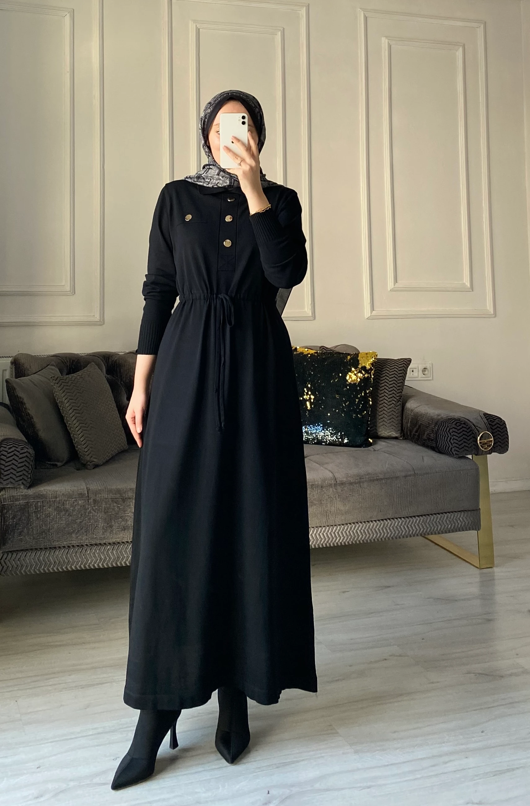 Benna Merserize Elbise - Siyah