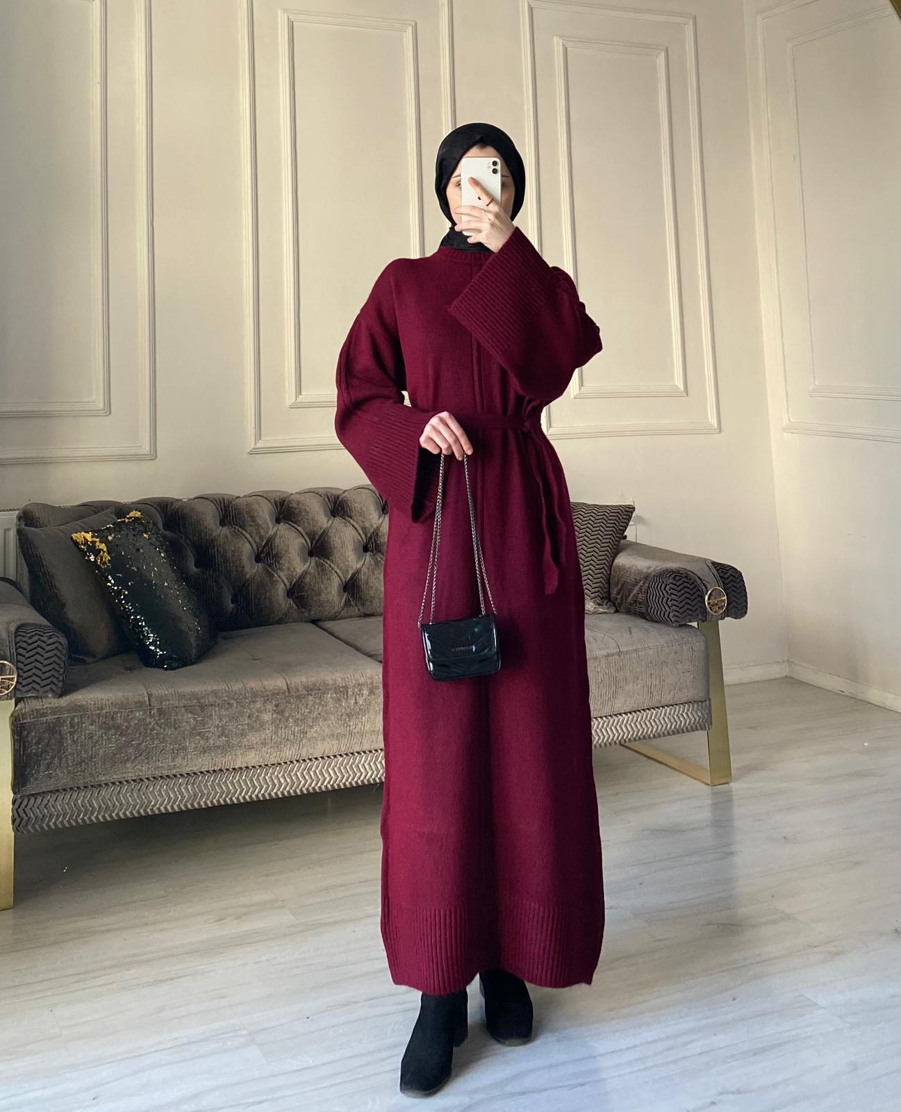 Melisa Triko Elbise - Bordo