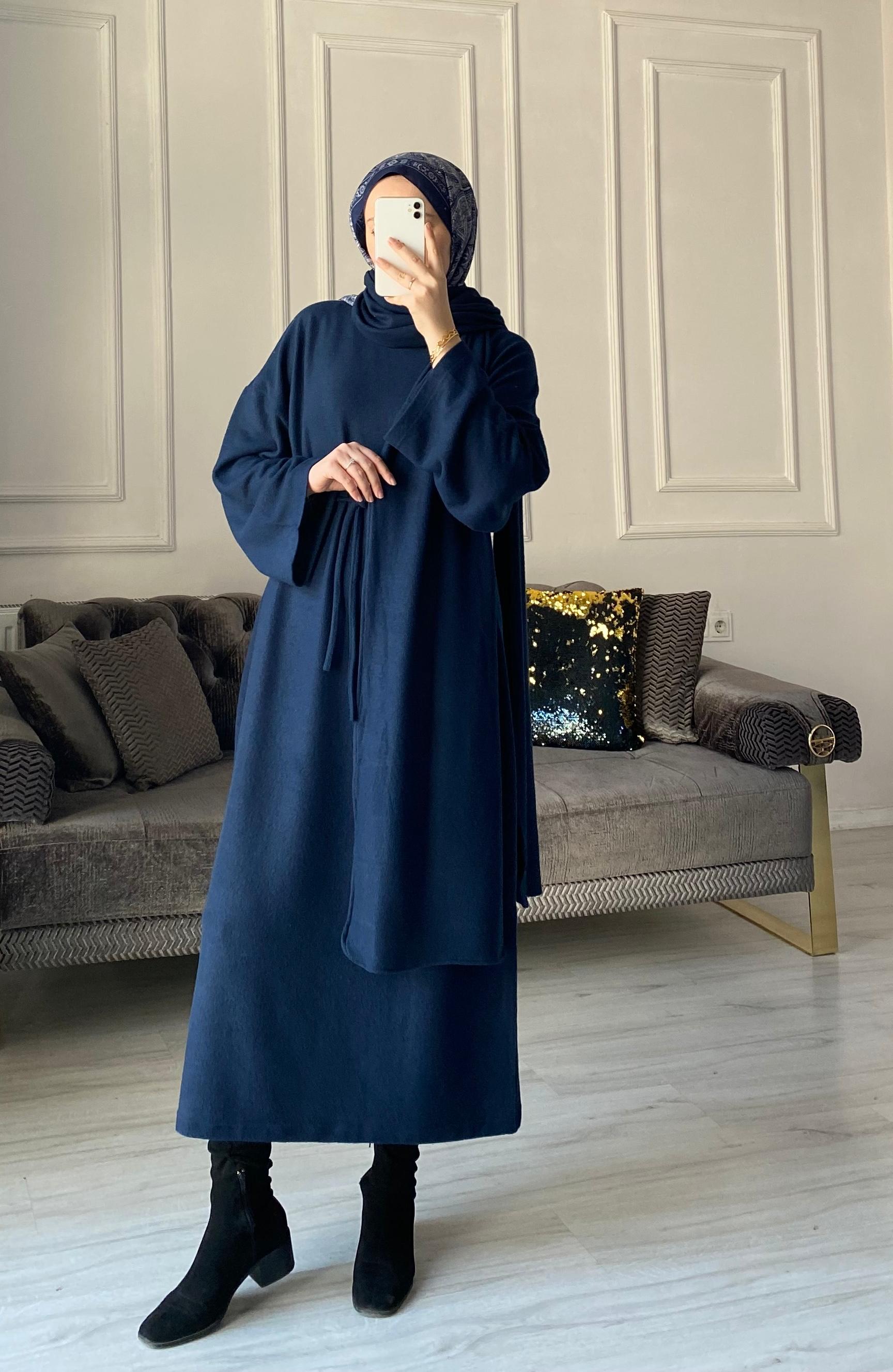 Margo Atkılı Elbise - Lacivert