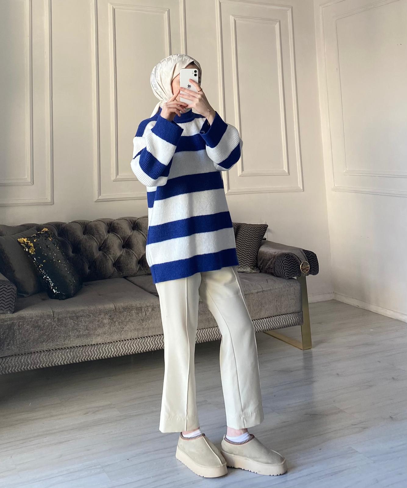 Lola Çizgili Kazak - Lacivert