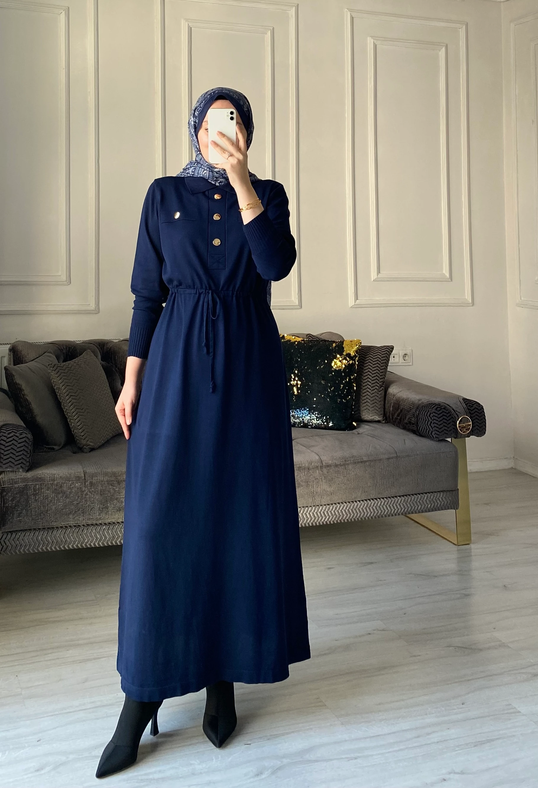 Benna Merserize Elbise - Lacivert