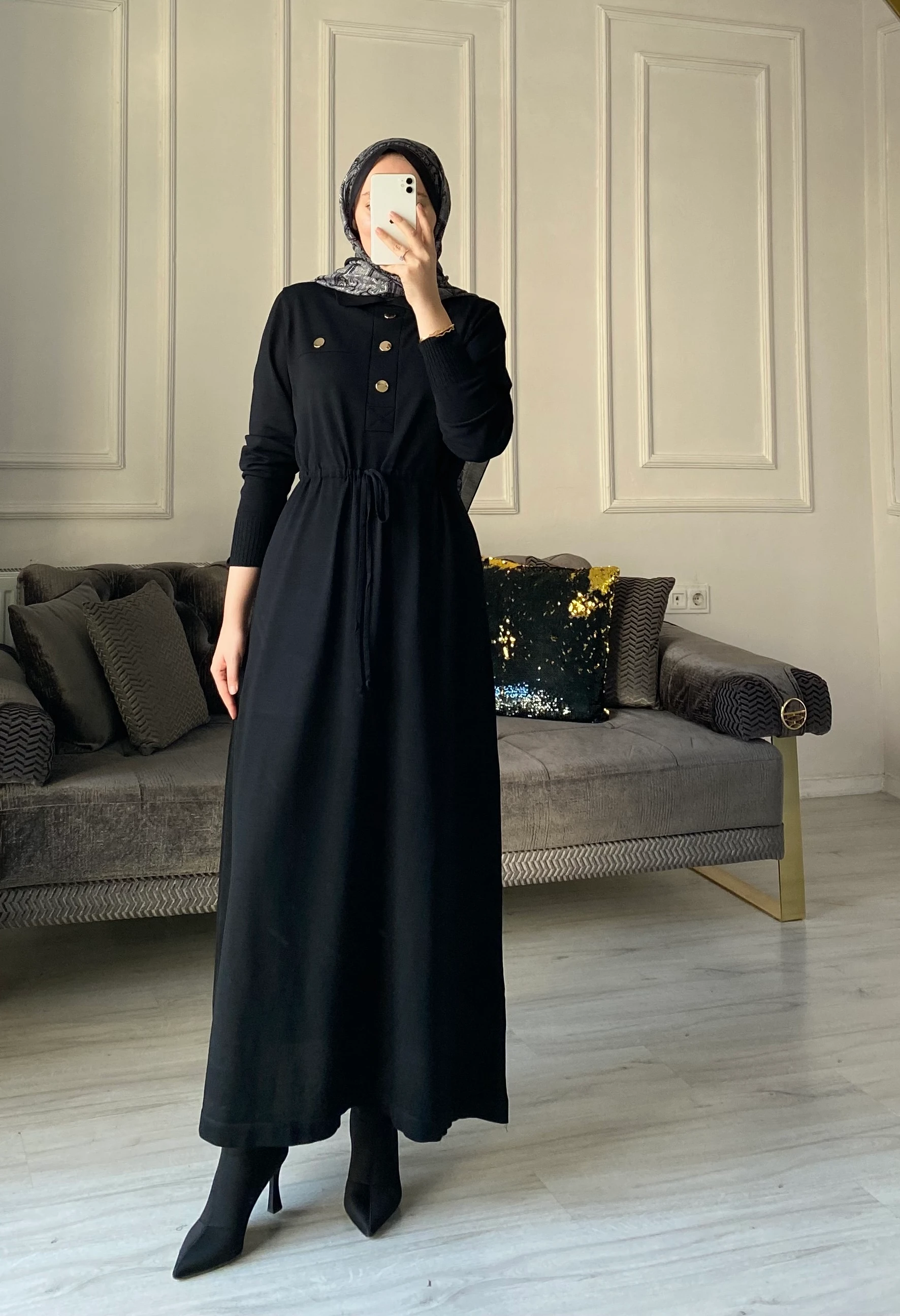 Benna Merserize Elbise - Siyah