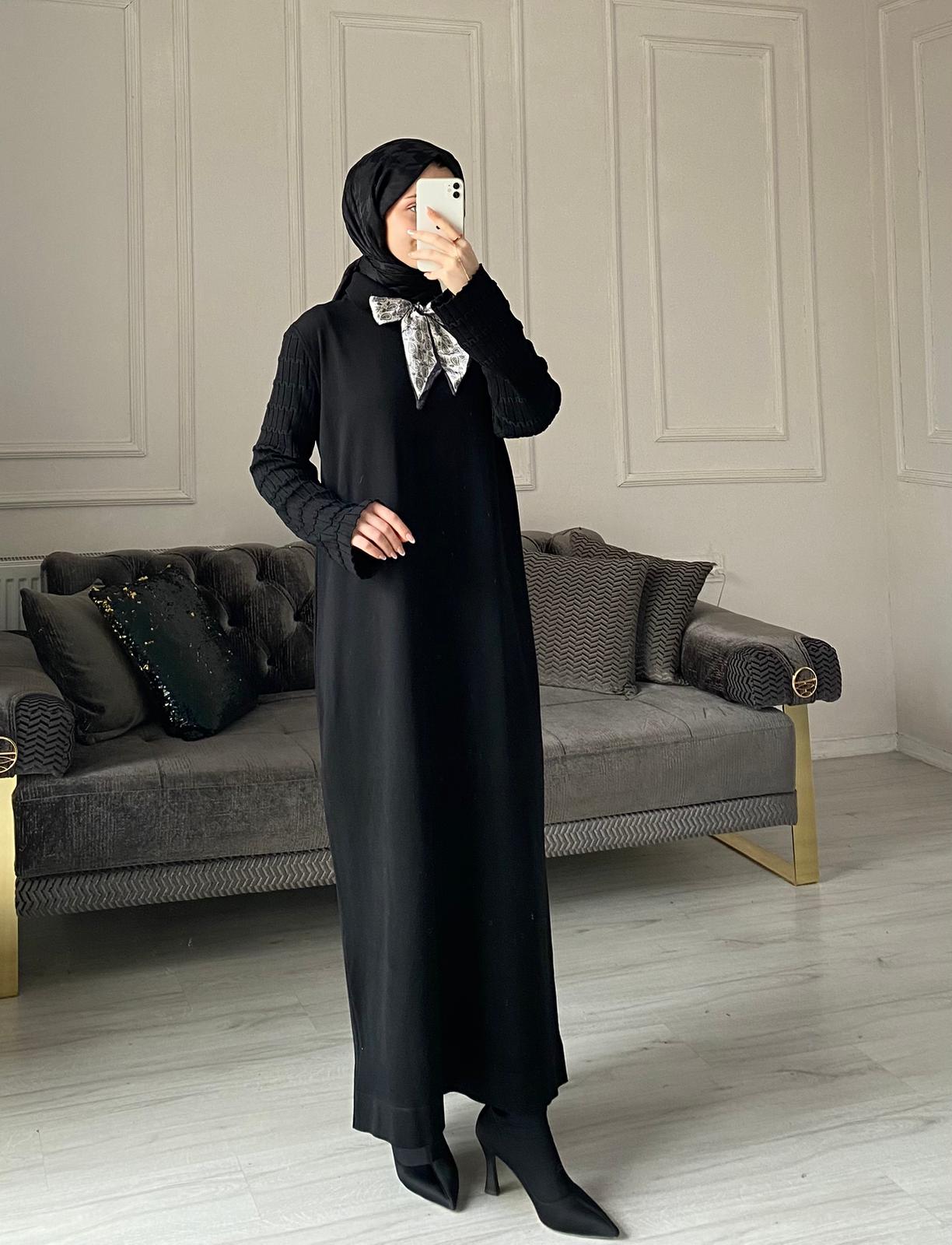 Lima Fular Detaylı Elbise - Siyah