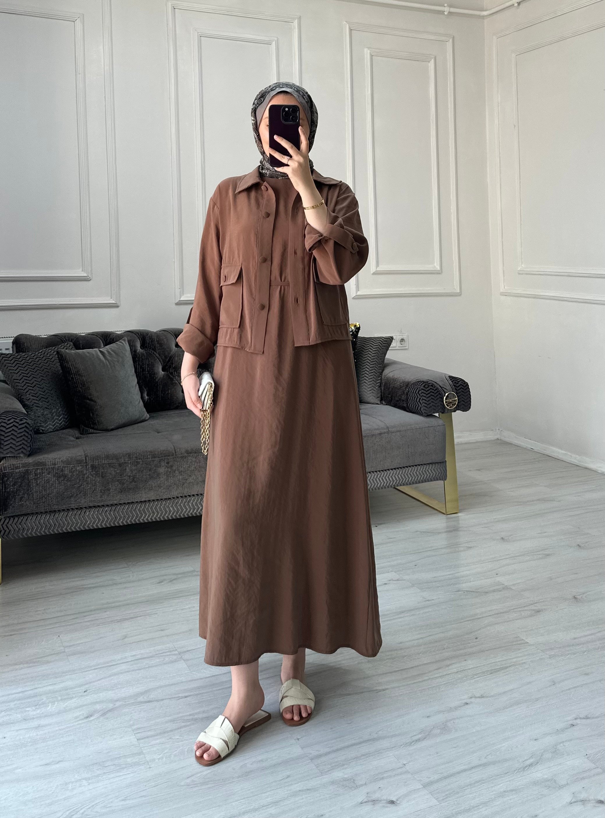 Loft Modal Elbise - Kahve