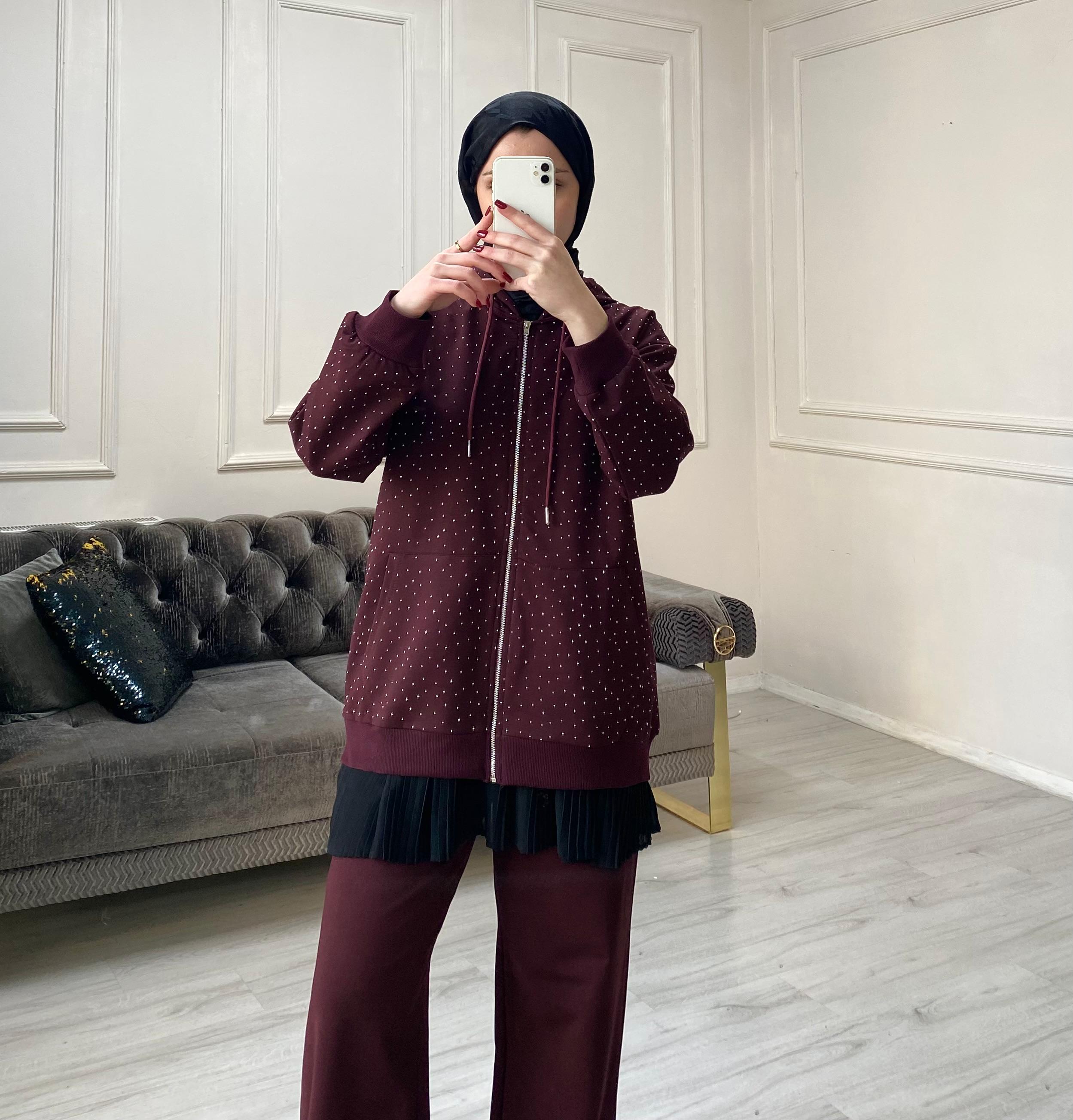 Shine Oysh Pantolonlu Takım  - Mürdüm
