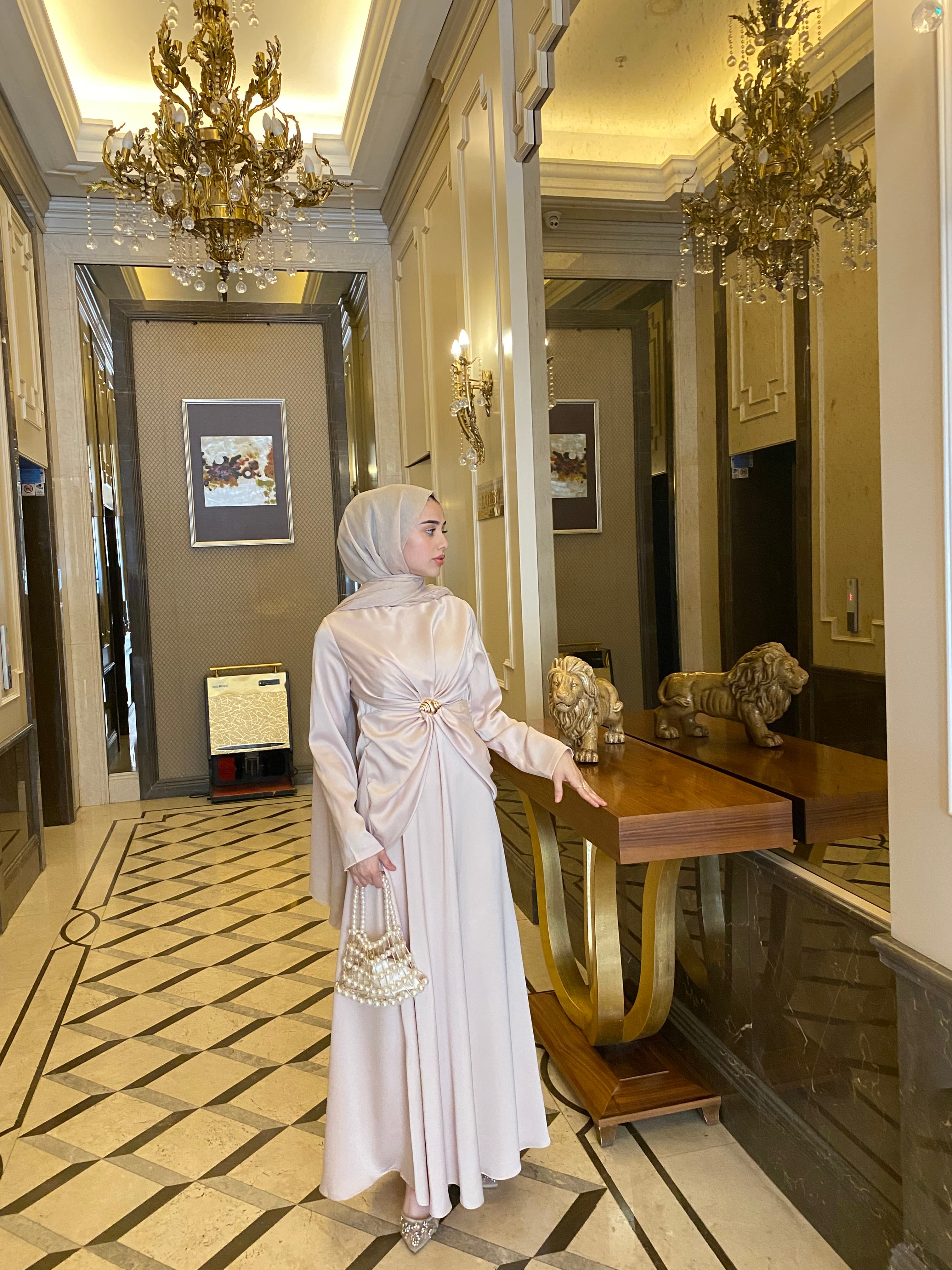 Gülmira Saten Elbise - Taş