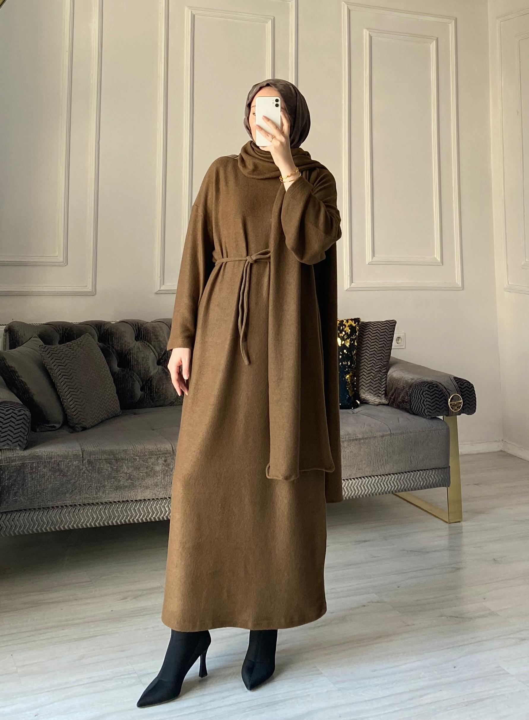 Margo Atkılı Elbise - Kahve