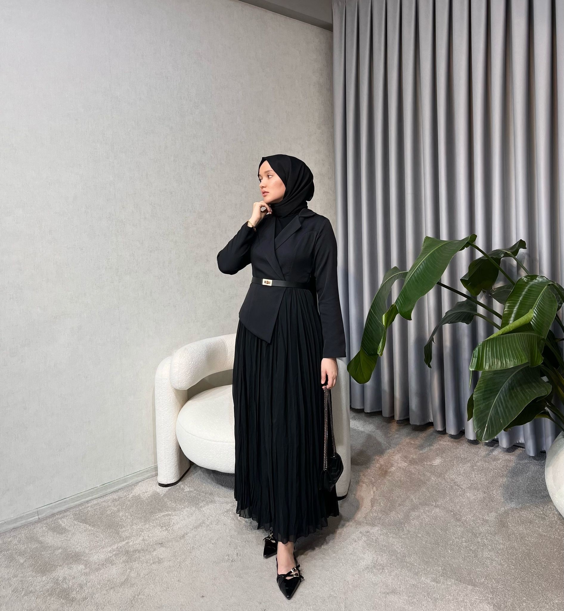 Sara Ceketli Elbise - Siyah