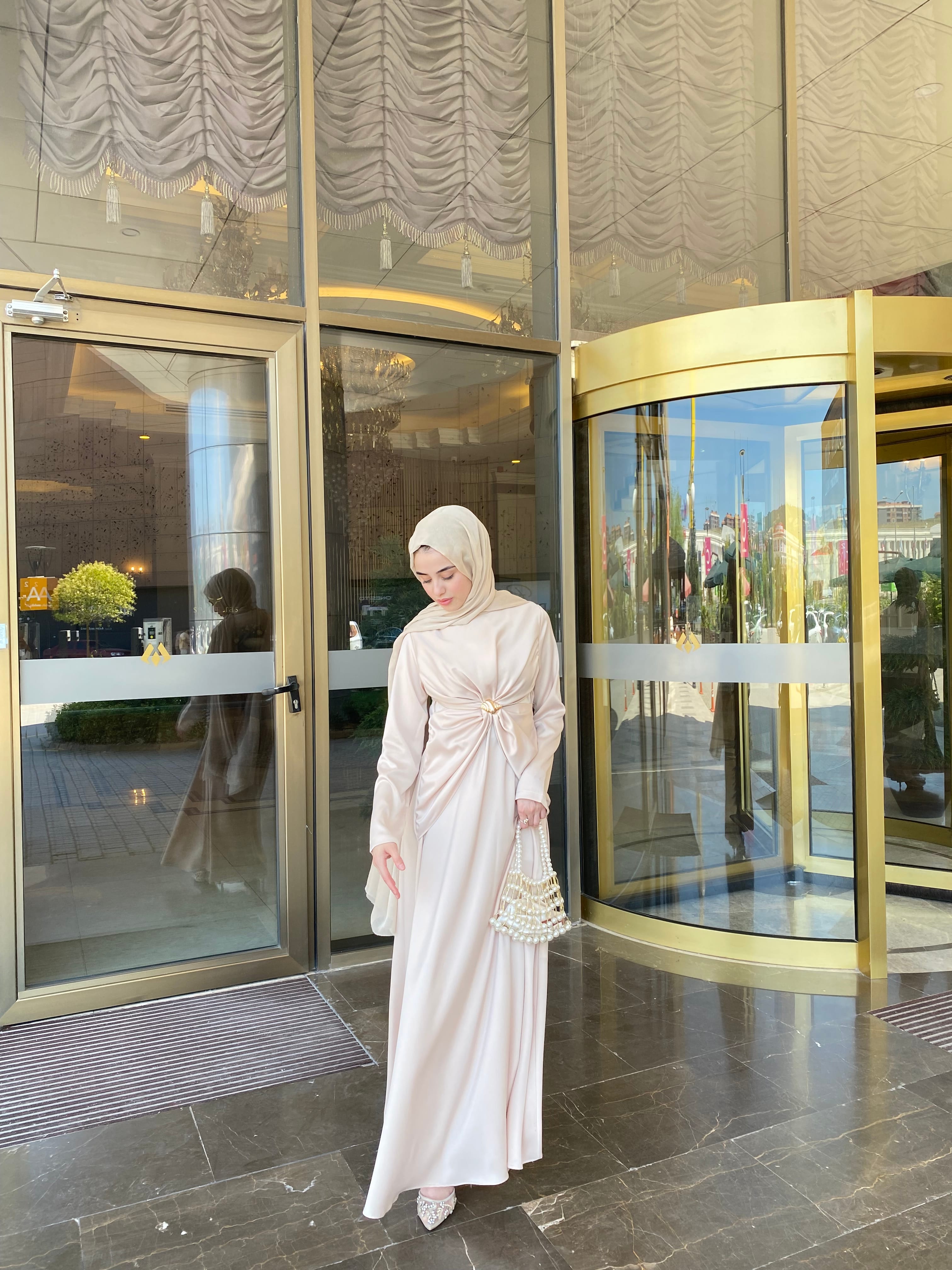 Gülmira Saten Elbise - Taş