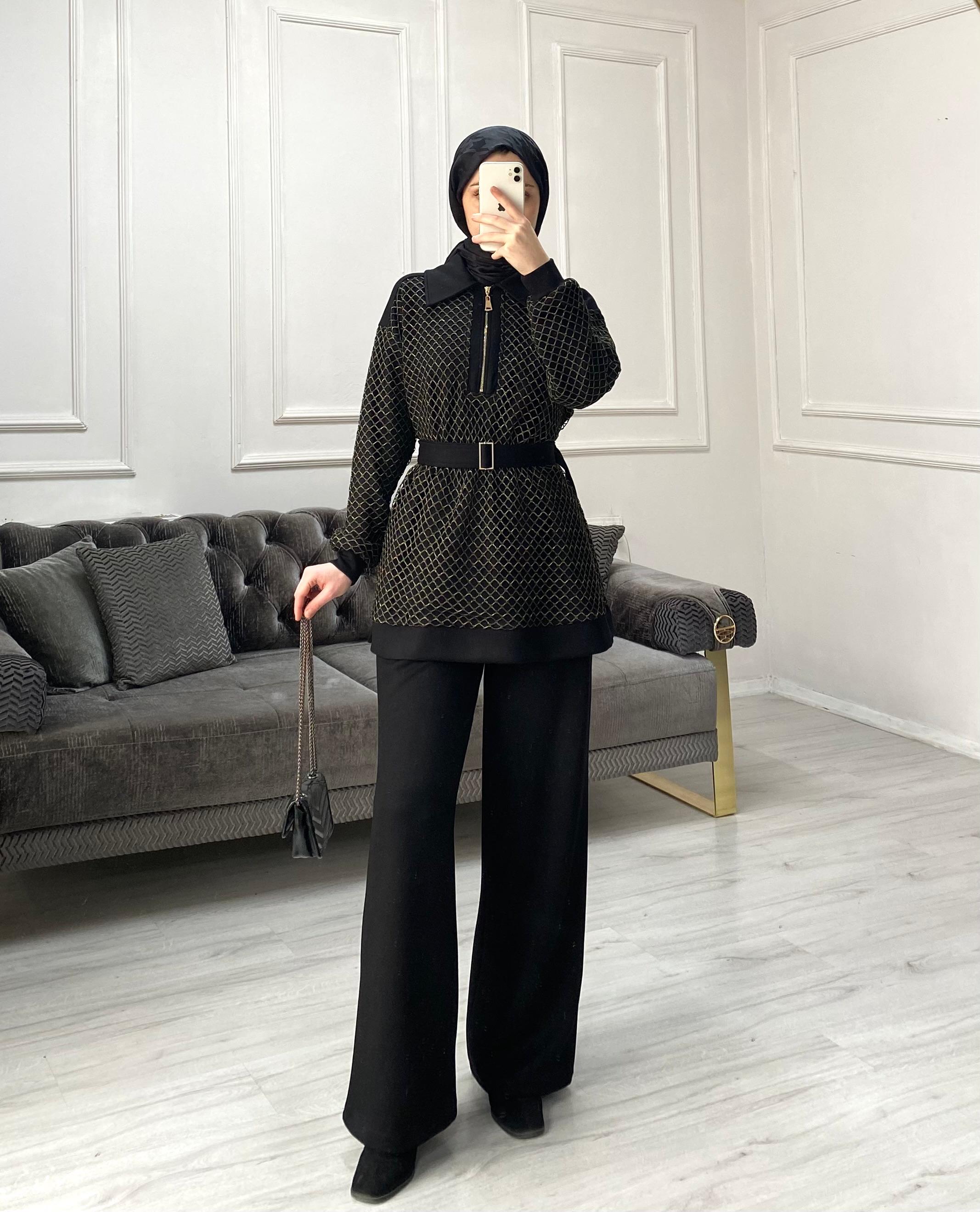 Nare Pantolonlu Takım - Siyah