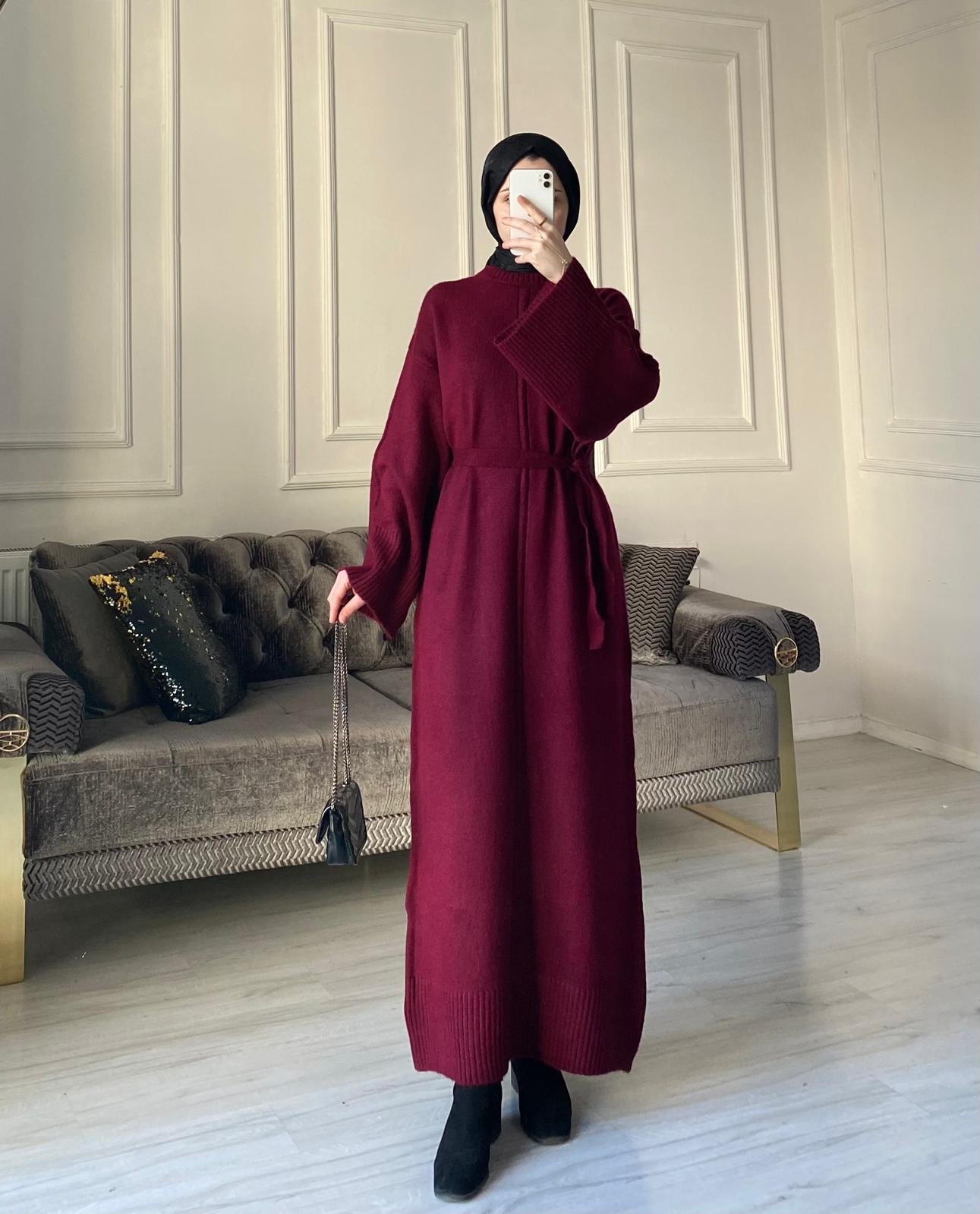 Melisa Triko Elbise - Bordo