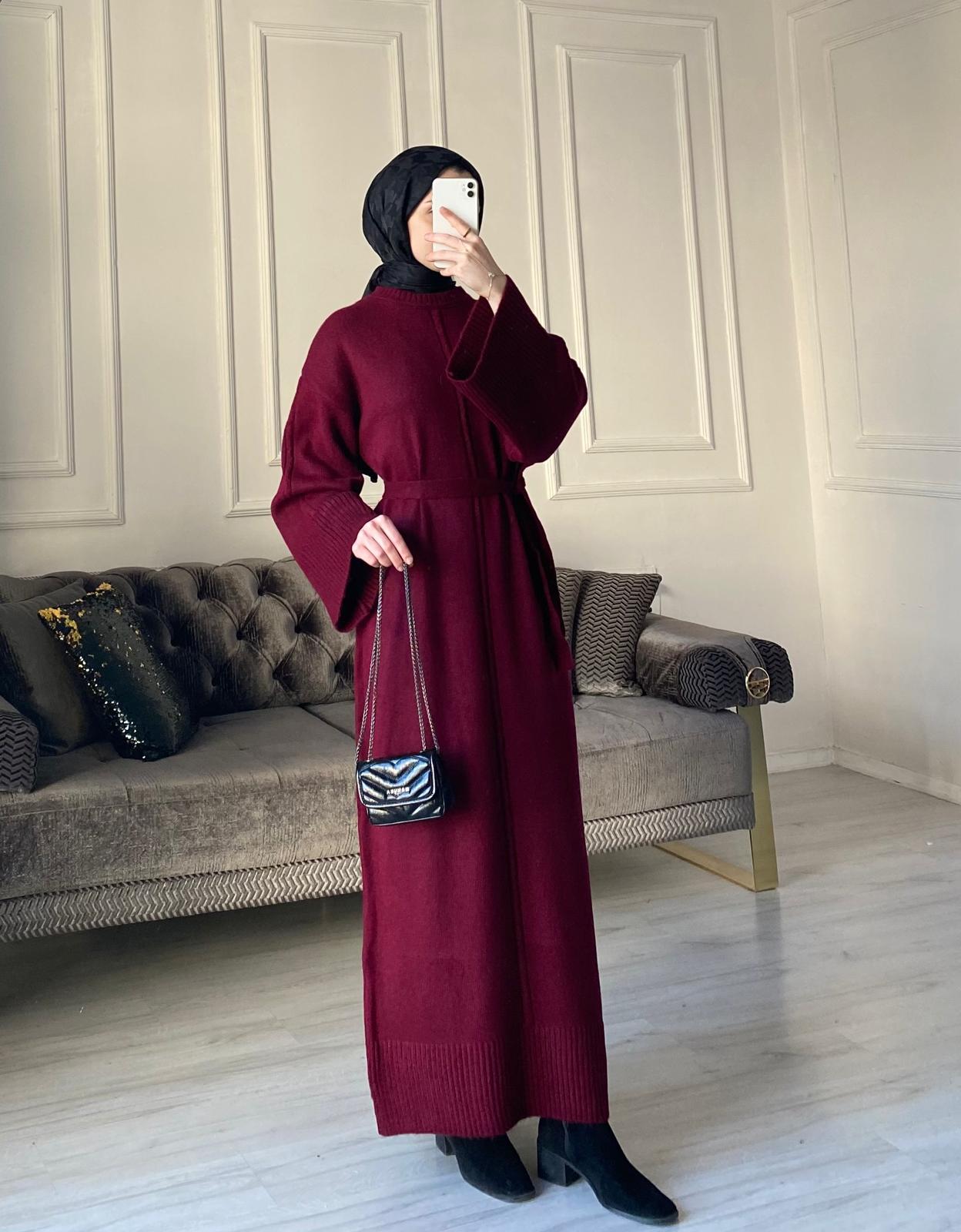 Melisa Triko Elbise - Bordo