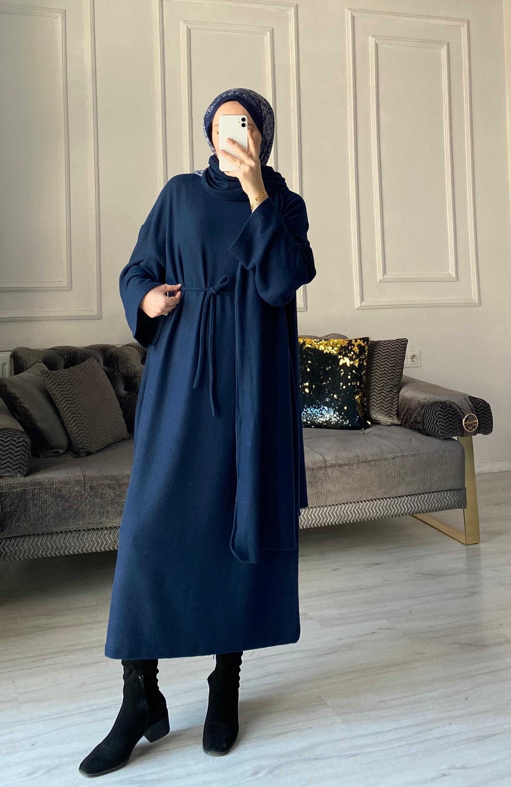 Margo Atkılı Elbise - Lacivert