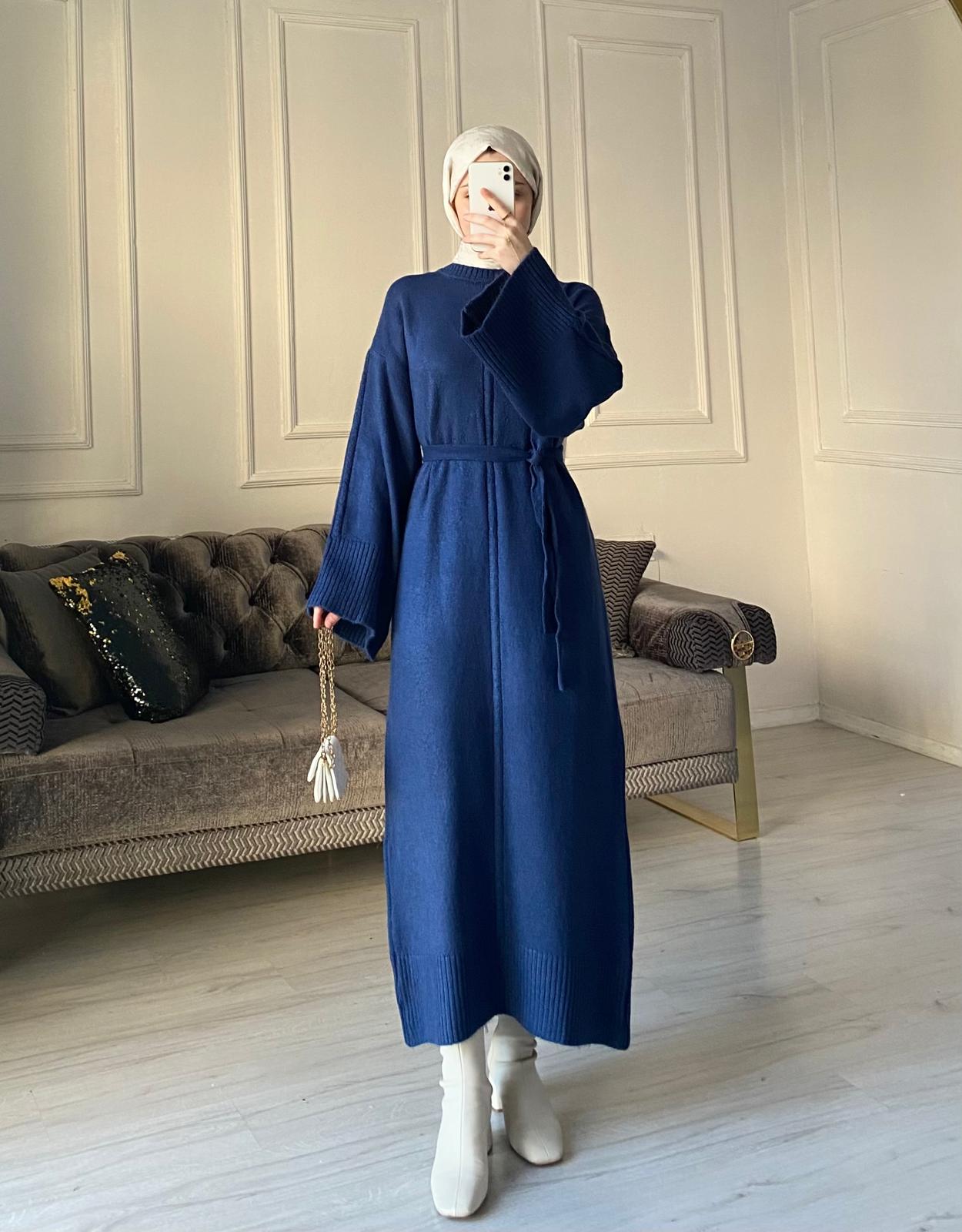 Melisa Triko Elbise - Lacivert