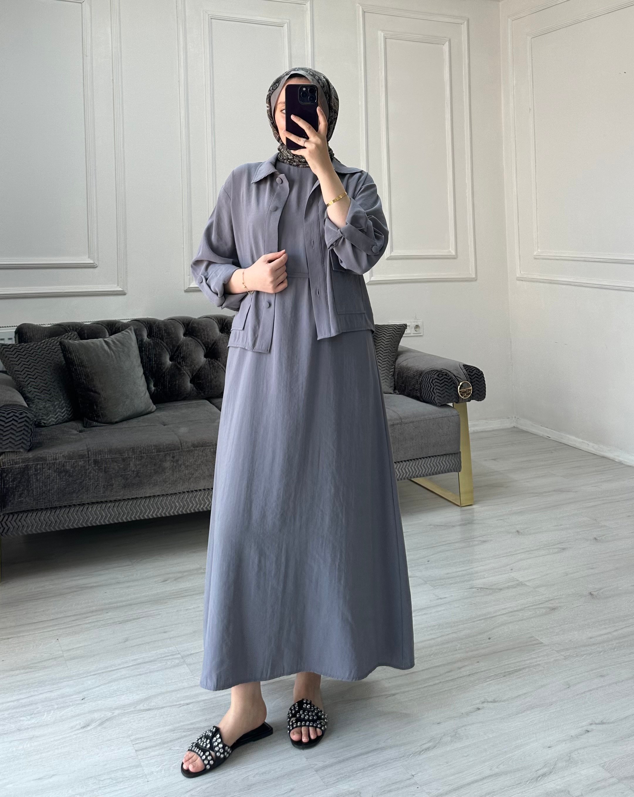 Loft Modal Elbise - Gri