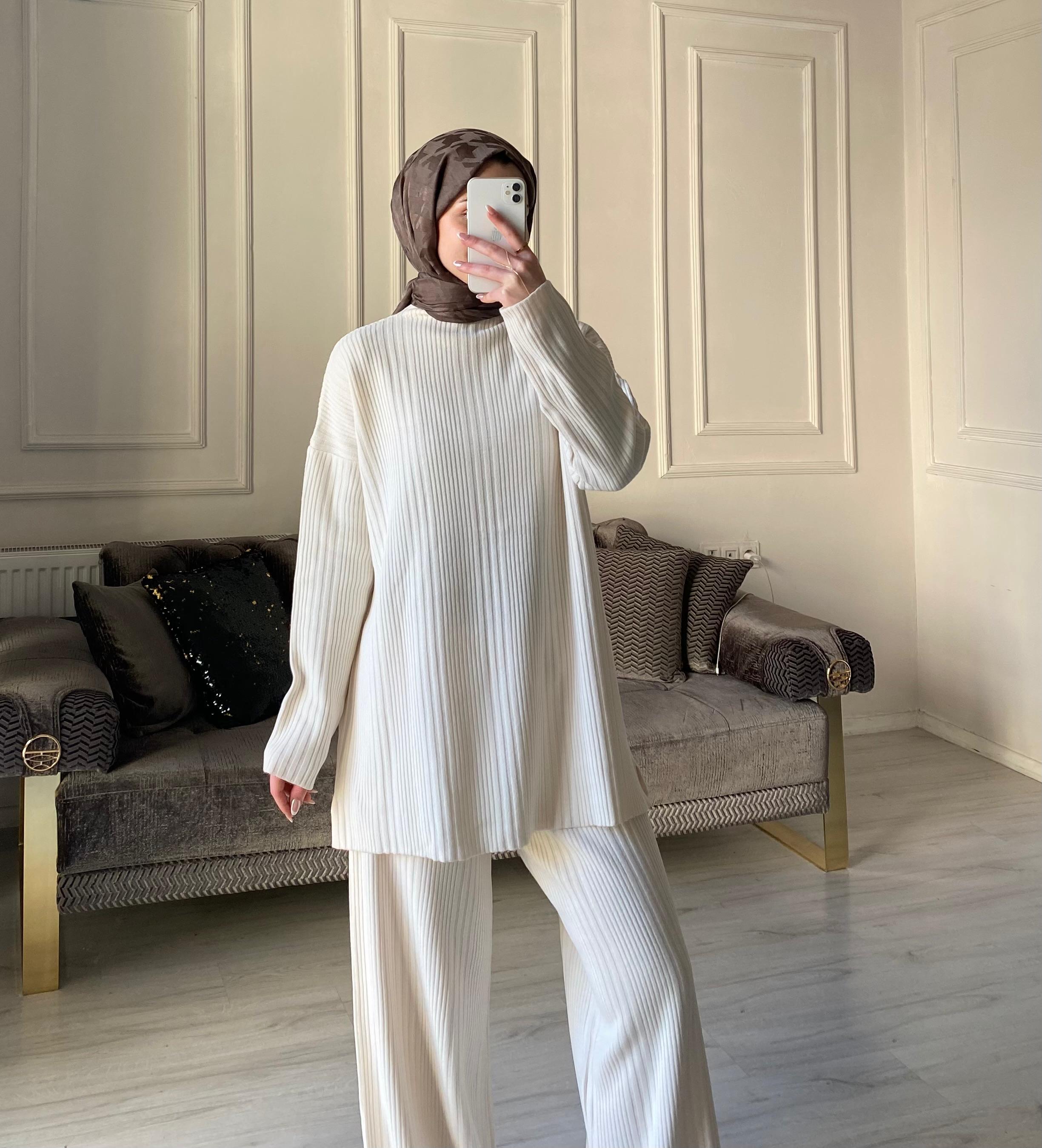 Selya Triko Takım - Ekru