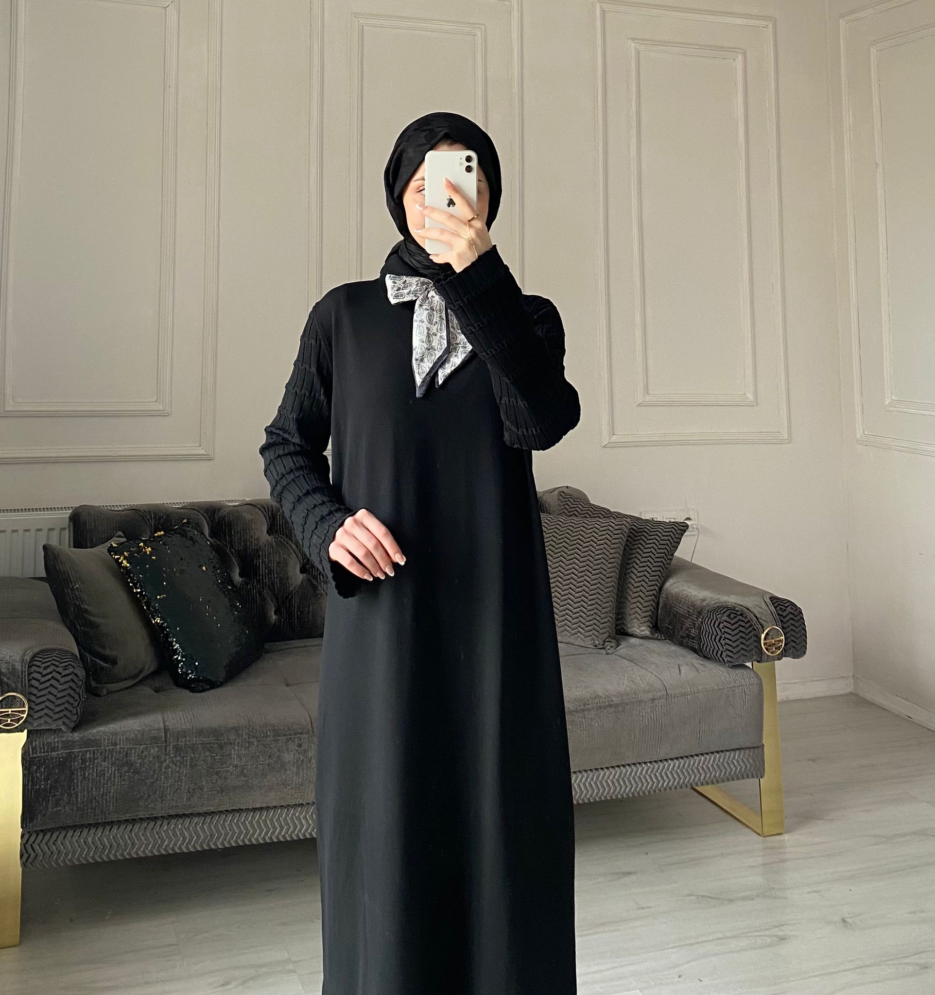 Lima Fular Detaylı Elbise - Siyah