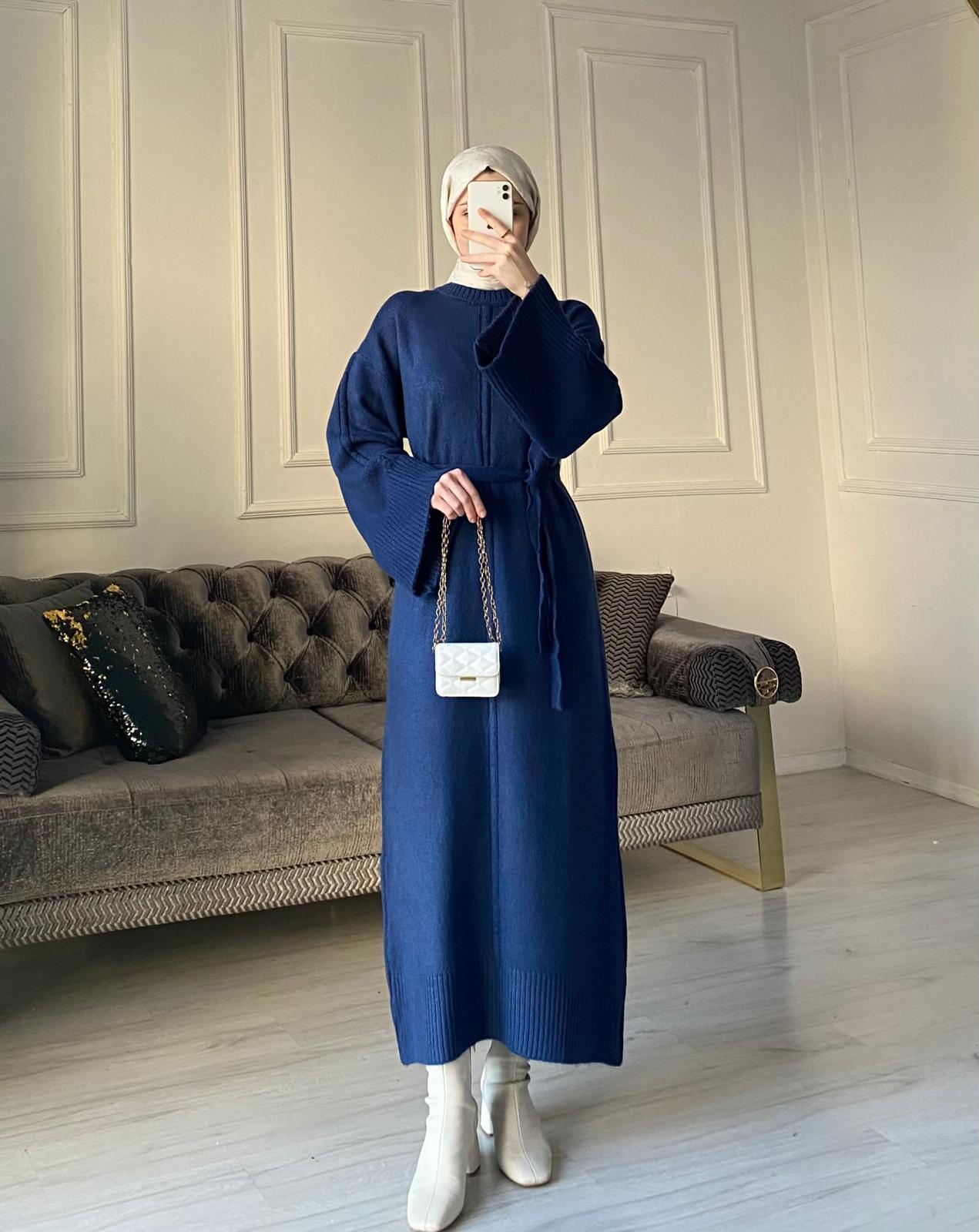 Melisa Triko Elbise - Lacivert