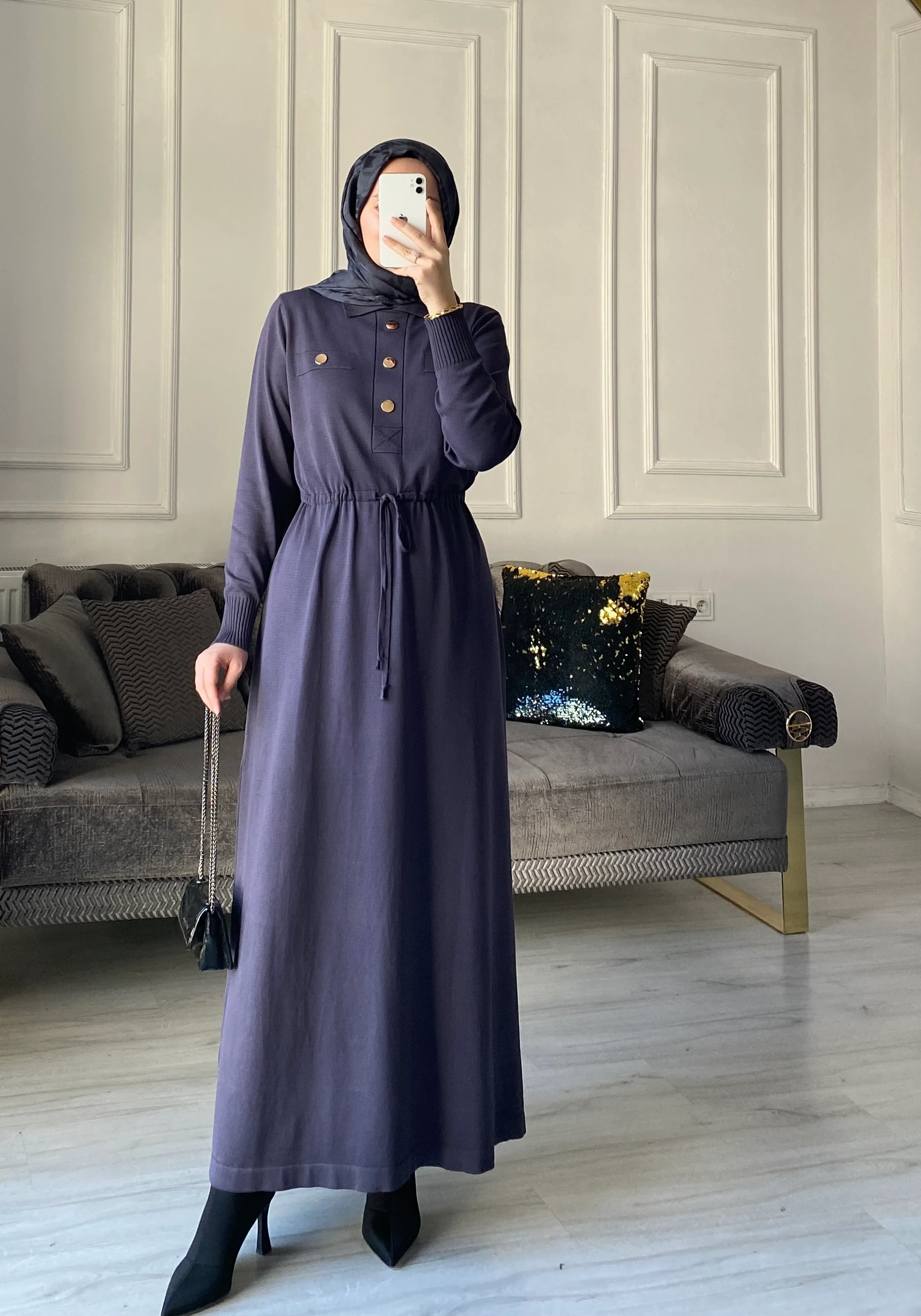 Benna Merserize Elbise - Antrasit