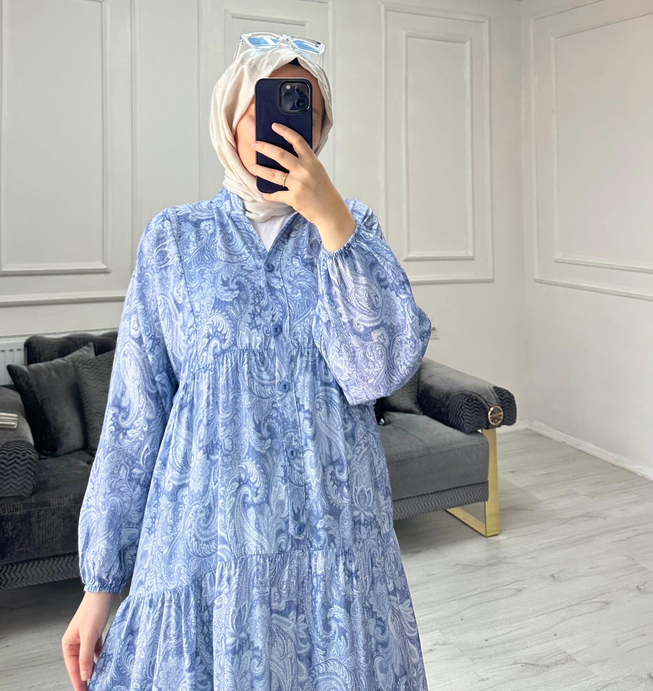 Yasemin Mango Elbise Mavi