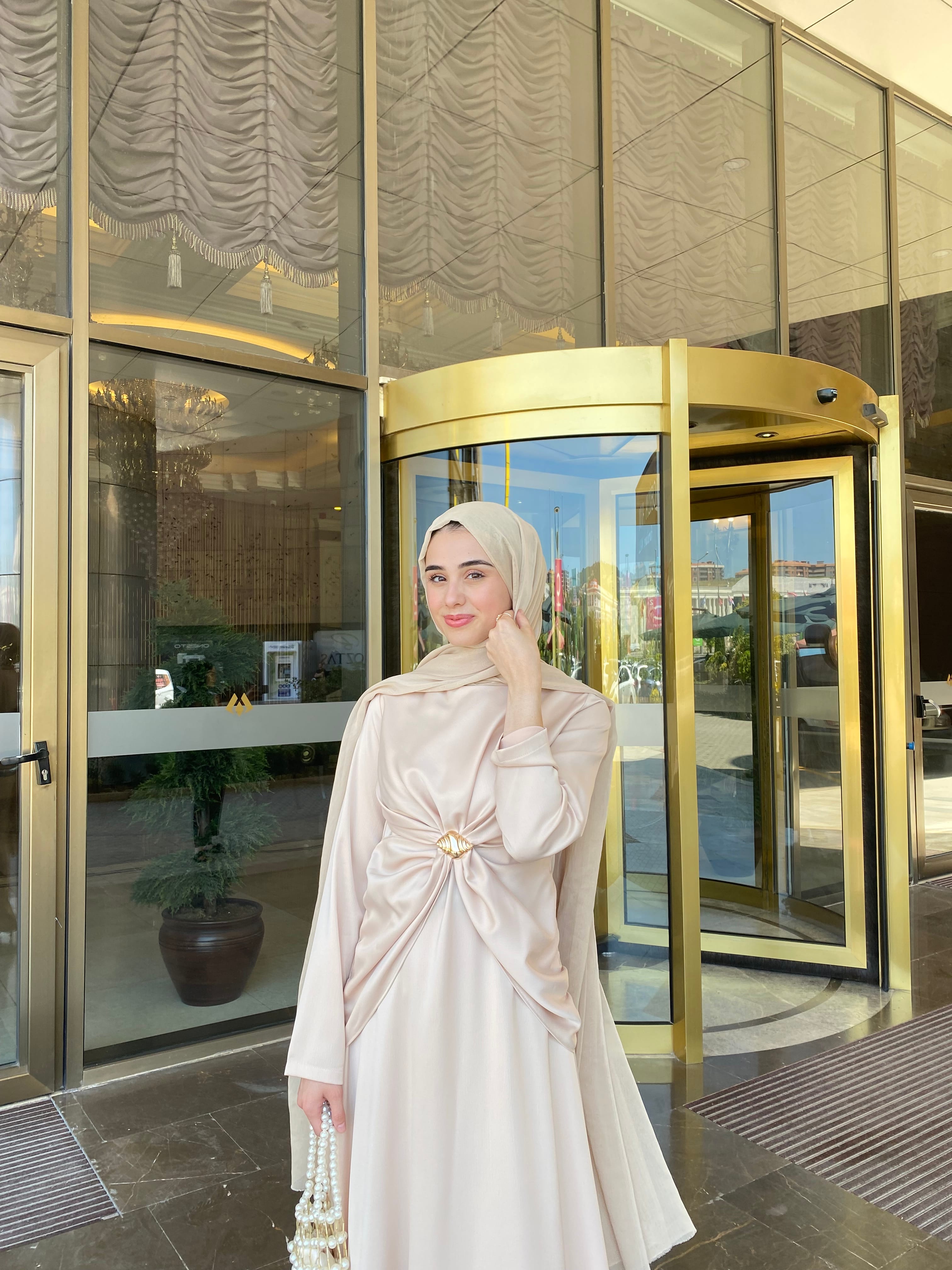 Gülmira Saten Elbise - Taş
