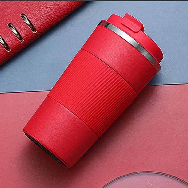 Cafe Rouge Çelik Kaydırmaz Lastikli Termos Bardak Kupa Kahve Mug 500 Ml - kırmızı mug